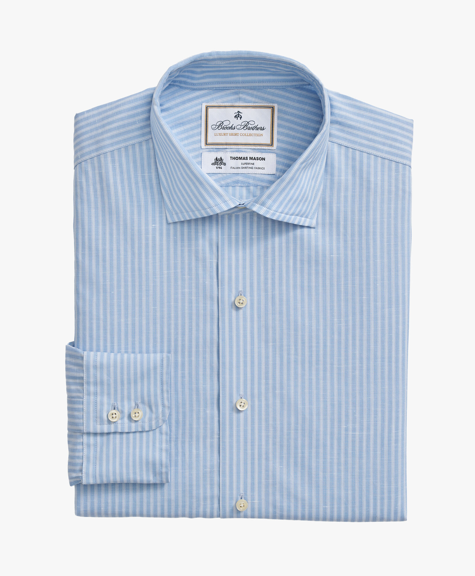 Camicia a righe con colletto bianco discount