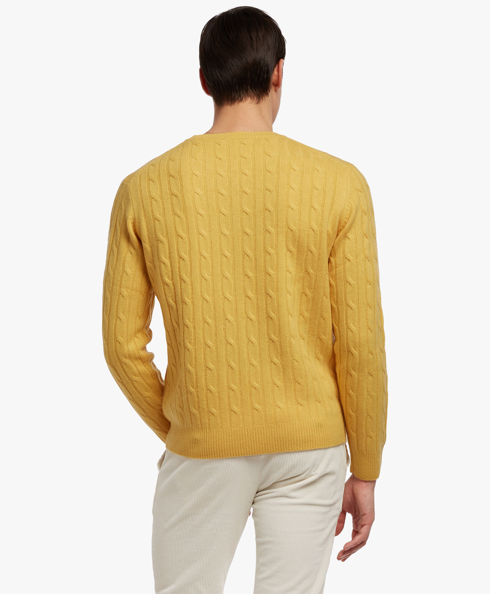 Cable Knit Crew Neck Sweater in Yellow for Men Brooks Brothers EU