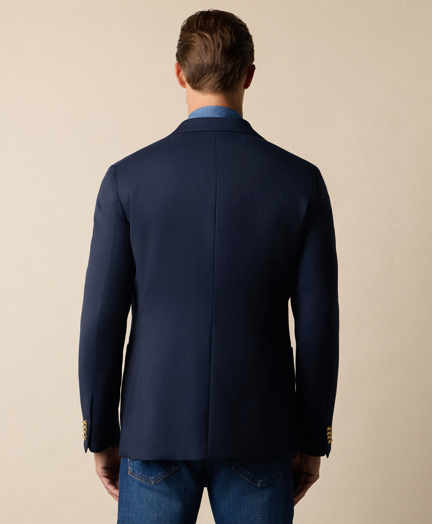 Brooks Brothers Gold Buttons Double-Breasted Virgin Wool Blazer Navy JKREG084WVPWV003NAVYP004