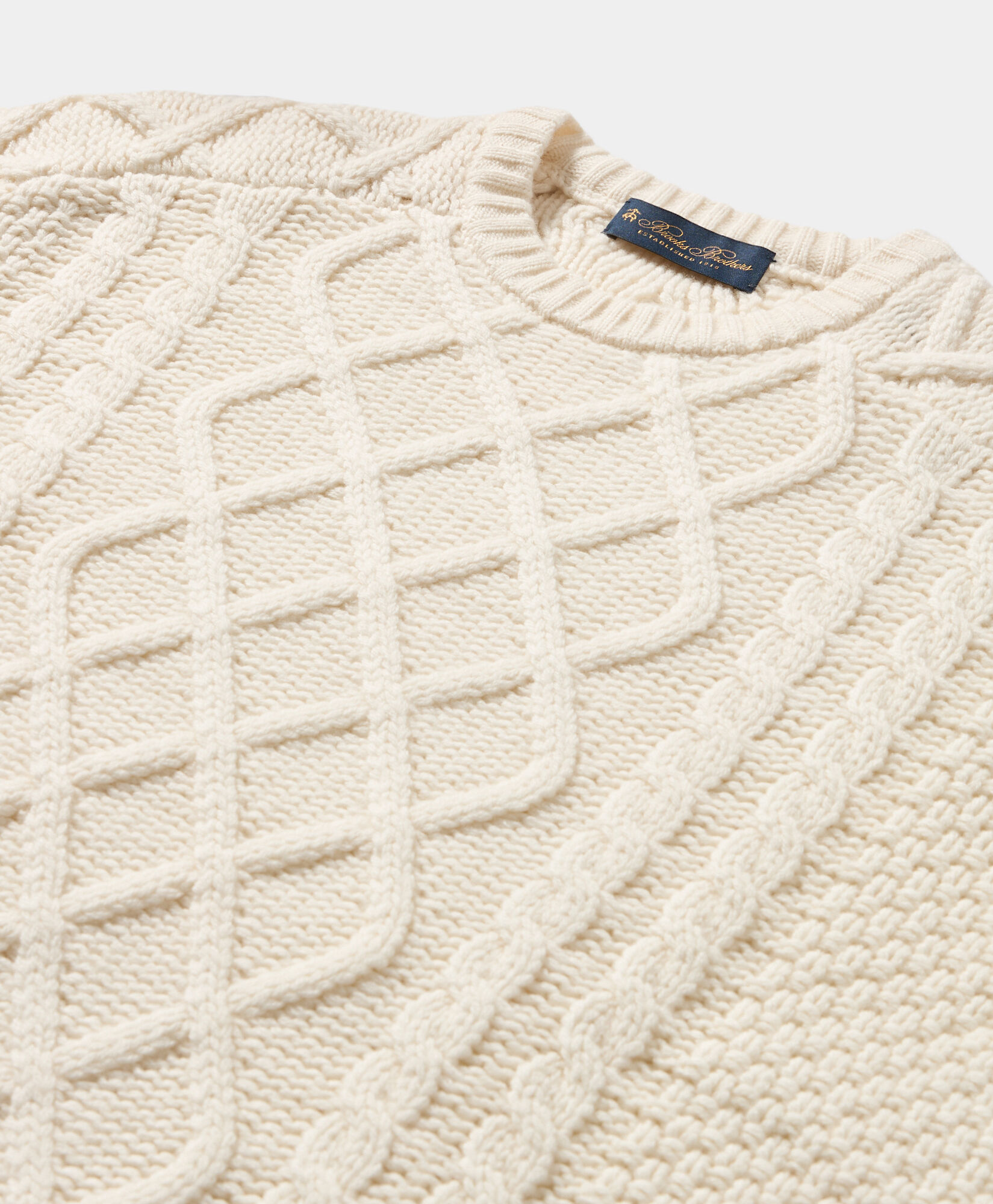 Brooks Brothers Fisherman Lambswool Crewneck Milk KNCRN076WOPWO004MILKP001