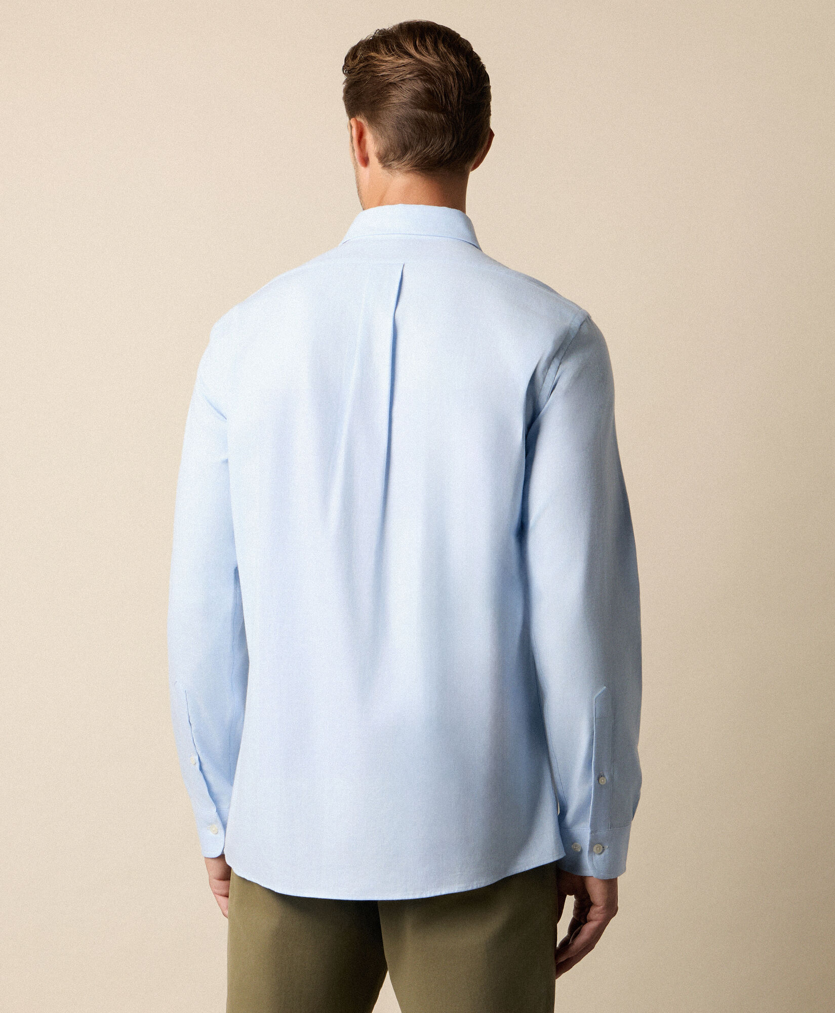 Brooks Brothers Koszula Slim Fit z Melanżowej Flaneli Bawełnianej z Kołnierzykiem Spread Jasnoniebieski CSHSP011COPCO001LTBLP001