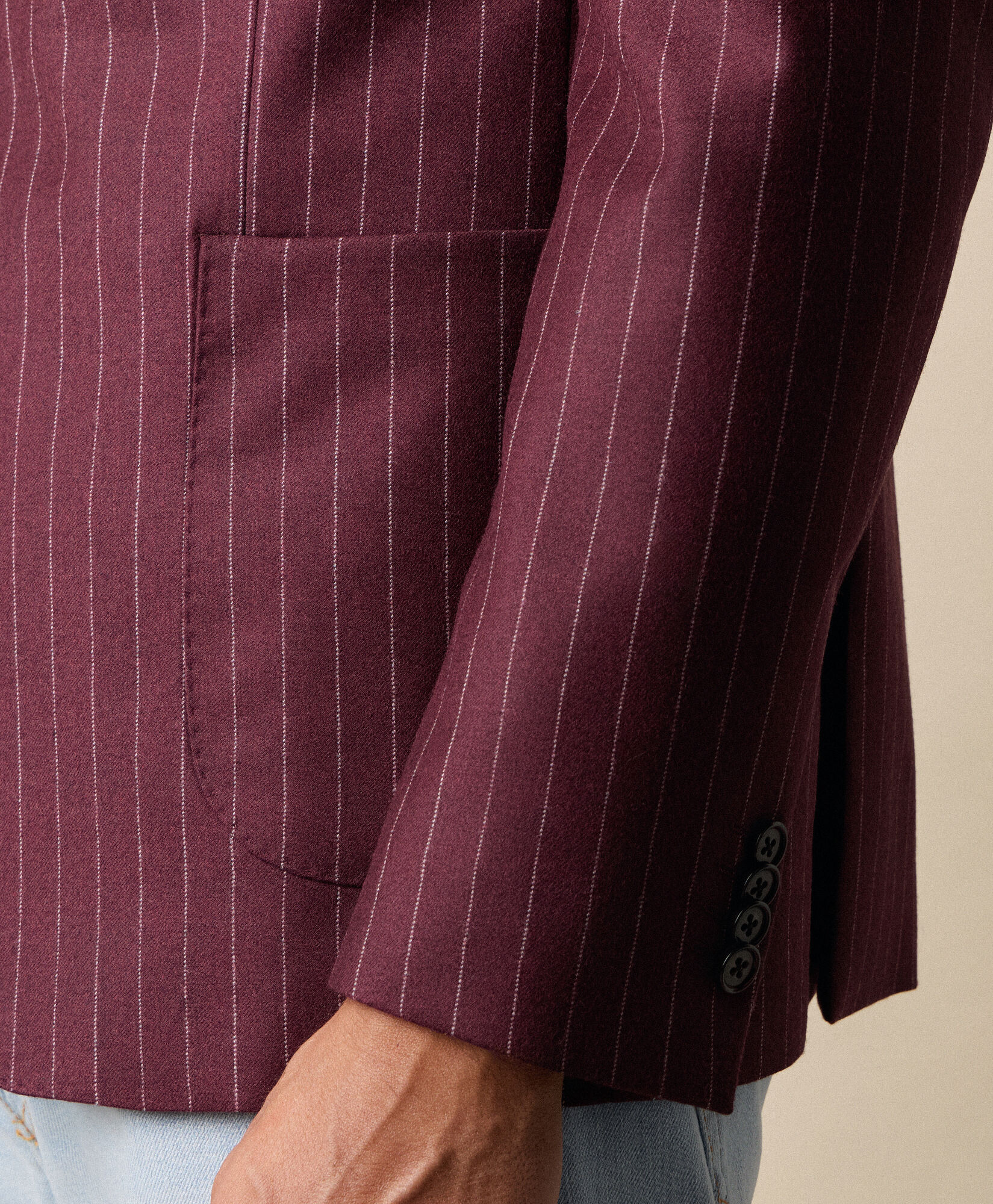 Brooks Brothers Pinstripe Virgin Wool Blazer Burgundy JKREG086WVPWV003BORDF001