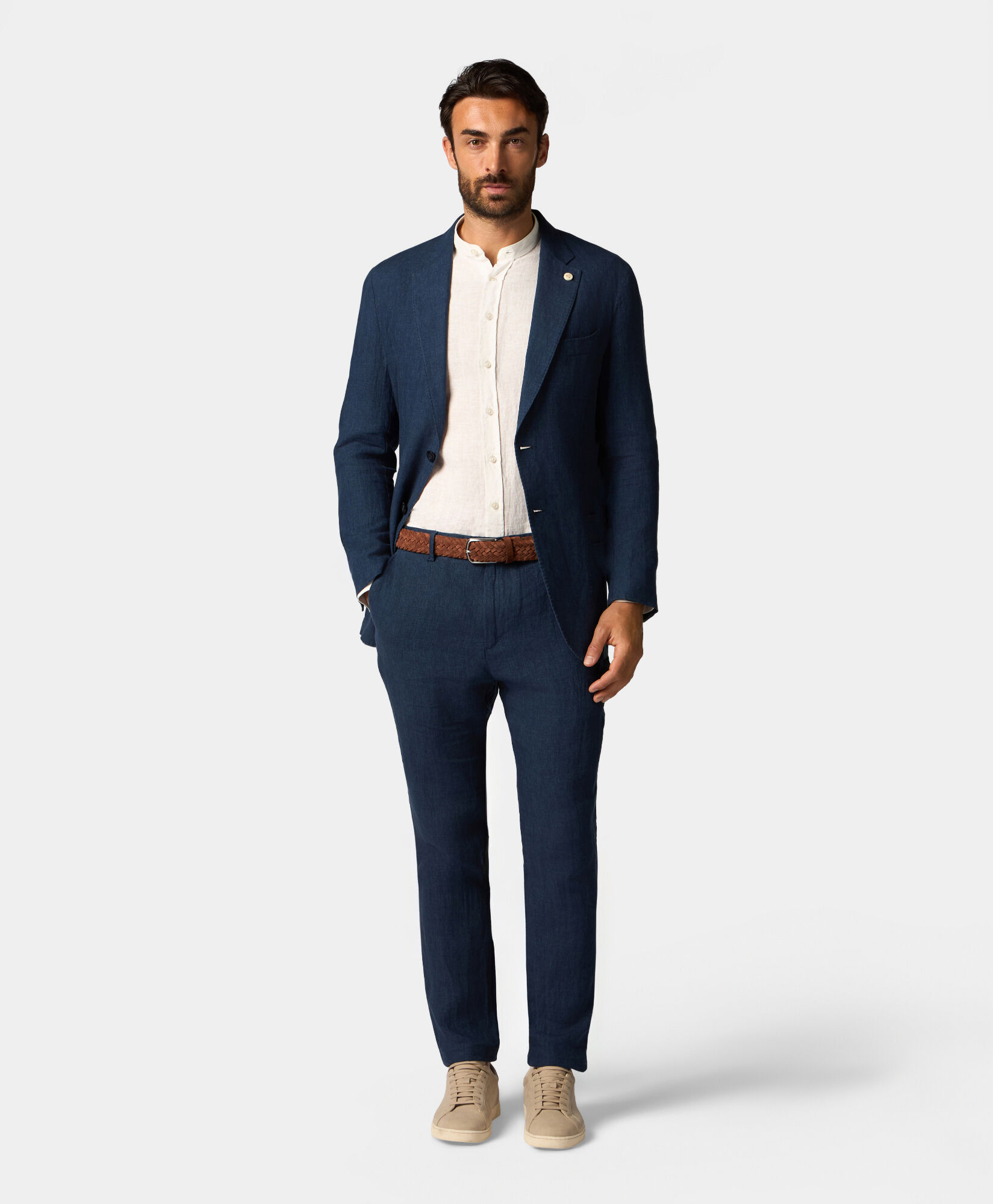 Brooks Brothers Linen Trousers Dark Navy DTROU021LIPLI001NAVYP003