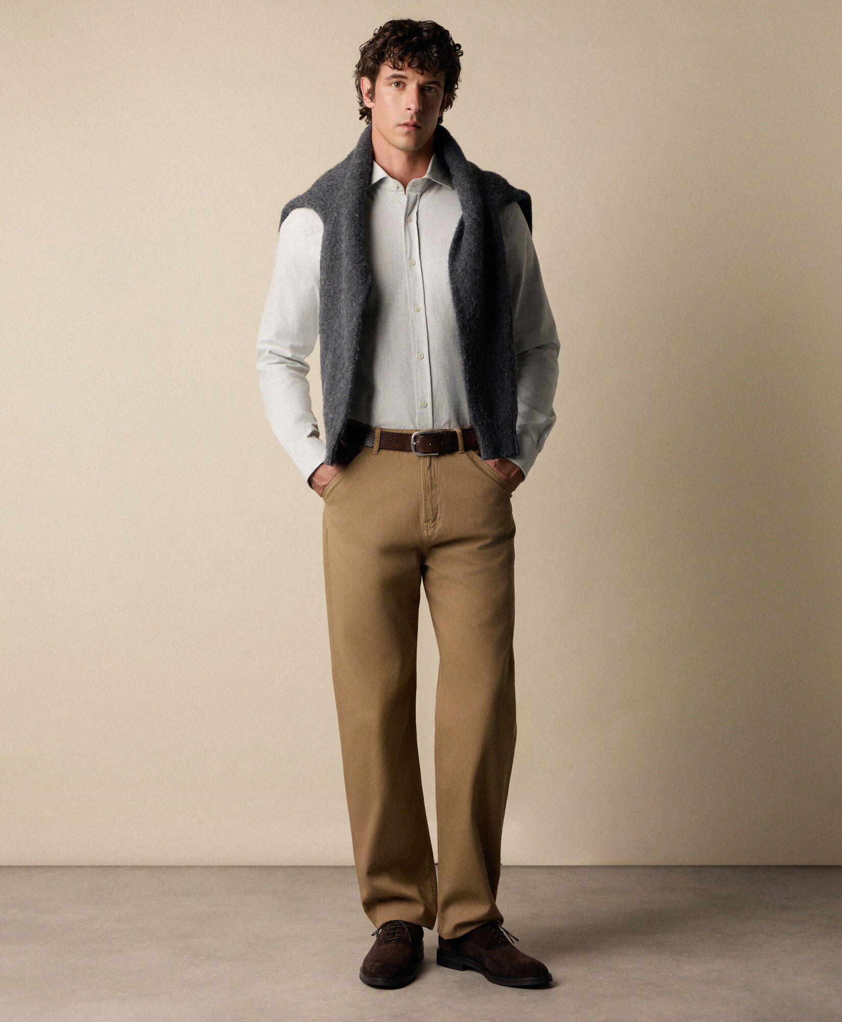 Brooks Brothers Stretch Cotton Gabardine 5-Pocket Pant Beige CPFPK038COPCO001BEIGP001