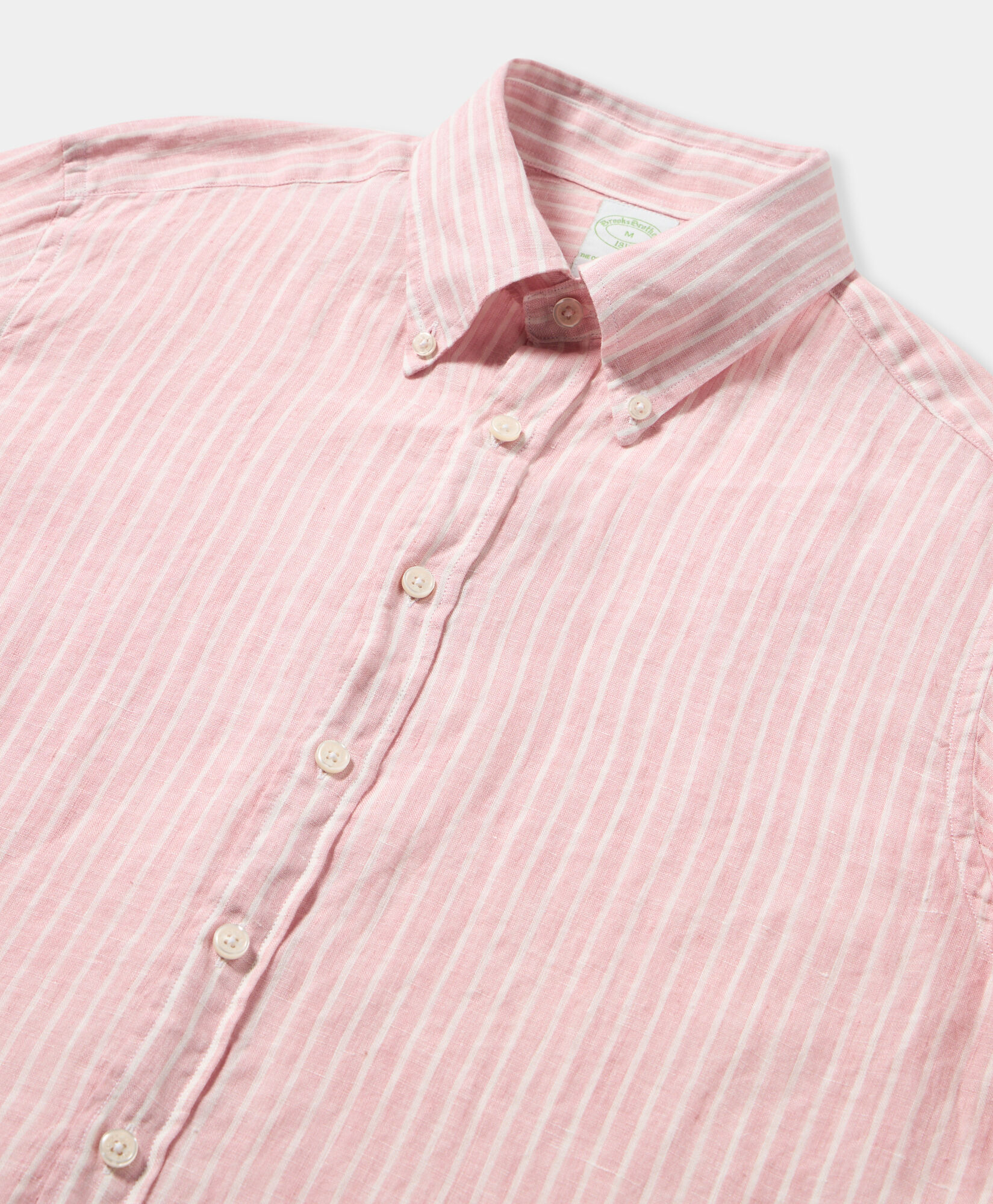 Brooks Brothers Slim Fit Striped Linen Button Down Shirt Pink CSHBD016LIPLI001PINKF001