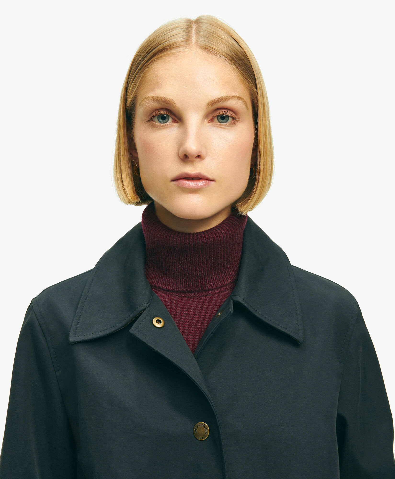 Black Cotton Twill Raincoat in Charcoal for Women Brooks Brothers UK