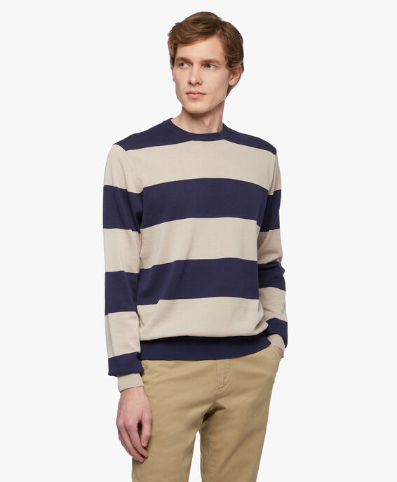 Brooks Brothers Pullover in cotone e seta Fantasia navy KNCRN014COBSE001NAVYF001