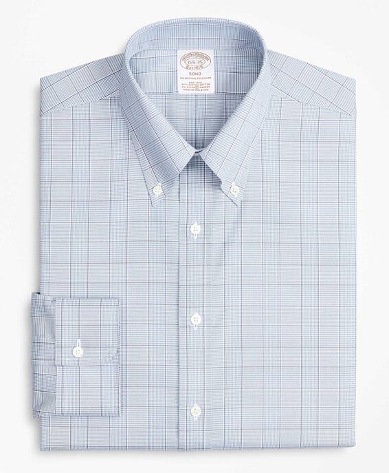 Brooks Brothers Camicia elegante Soho extra-slim fit in pinpoint non-iron, colletto button-down Celeste chiaro 1000077999US100160062