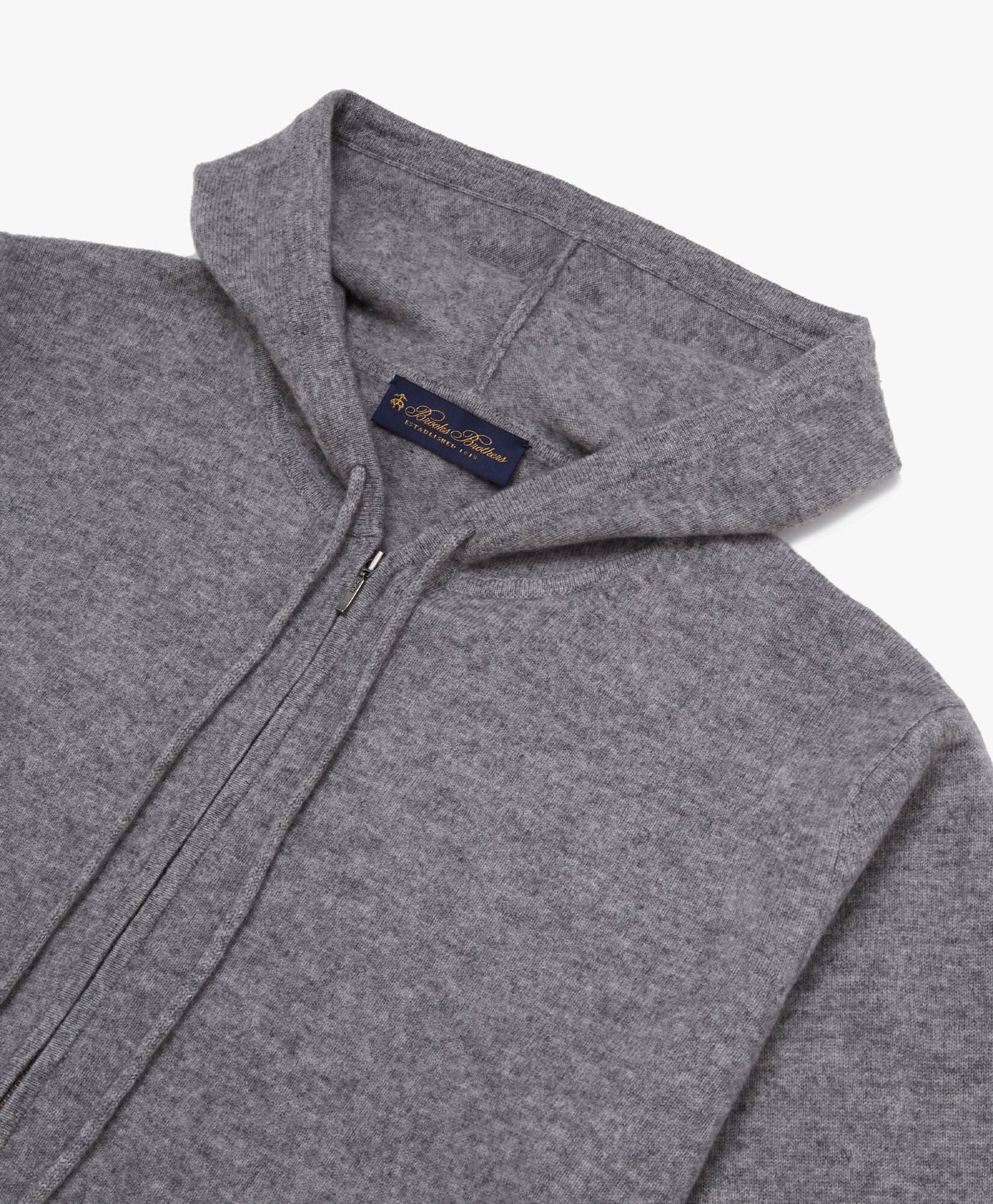 Brooks Brothers Wool and Cashmere Hoodie Light Grey KNHDY001WOBWS001LTGRP001