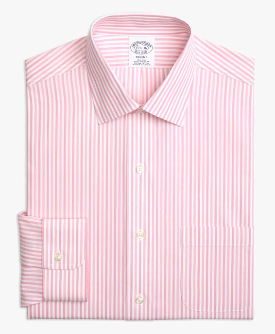 Brooks Brothers Regent Regular-fit Non-iron Dress Shirt, Oxford Stretch, Ainsley Collar Pink Stripes 1000043480US100097983
