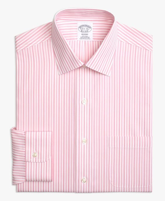 Brooks Brothers Camisa de vestir non-iron corte regular Regent, Oxford elástico, cuello Ainsley, a cuadros Rayas rosas 1000043480US100097983
