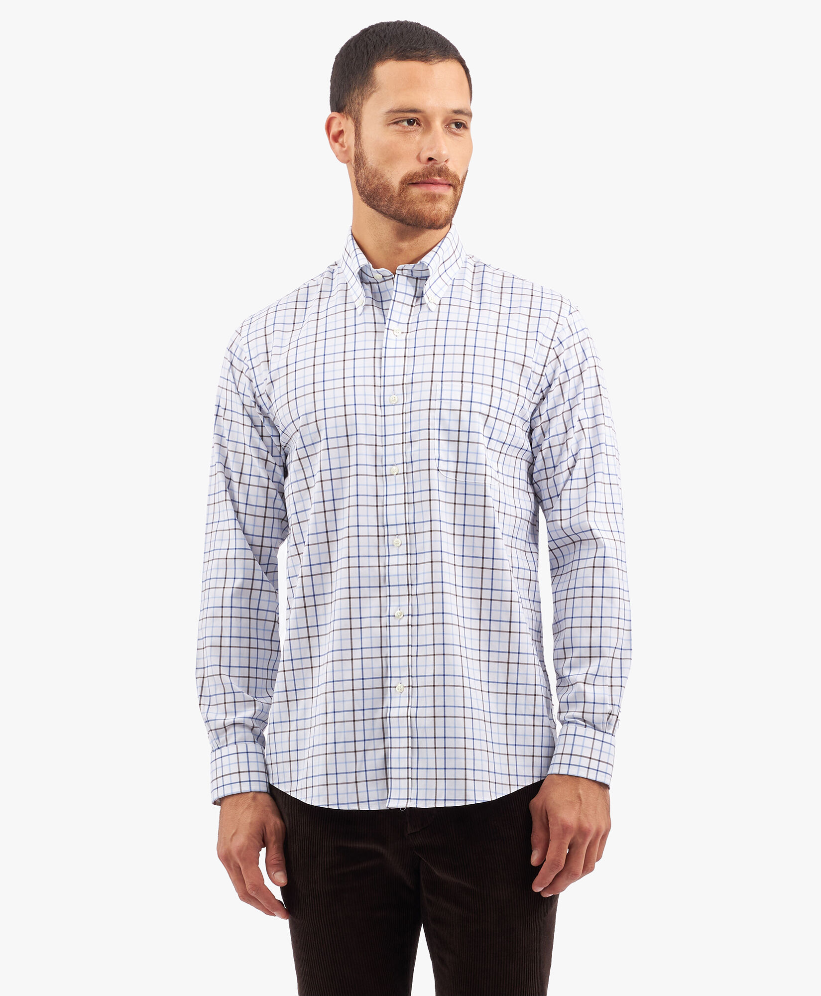 Blue Regular Fit Stretch Cotton Dress Shirt with Button Down Collar in Open Blue for Men Brooks Brothers UK