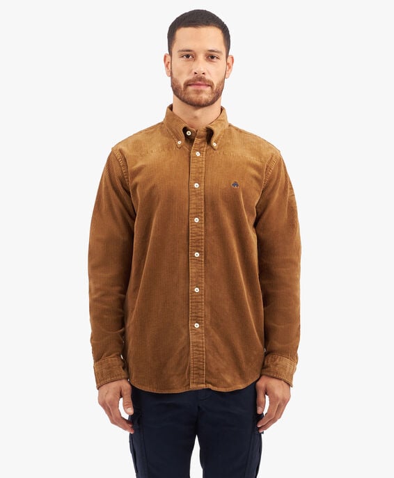 Brooks Brothers Camisa de algodón marrón corte regular con cuello button down Marrón Medio 1000095933US100205685