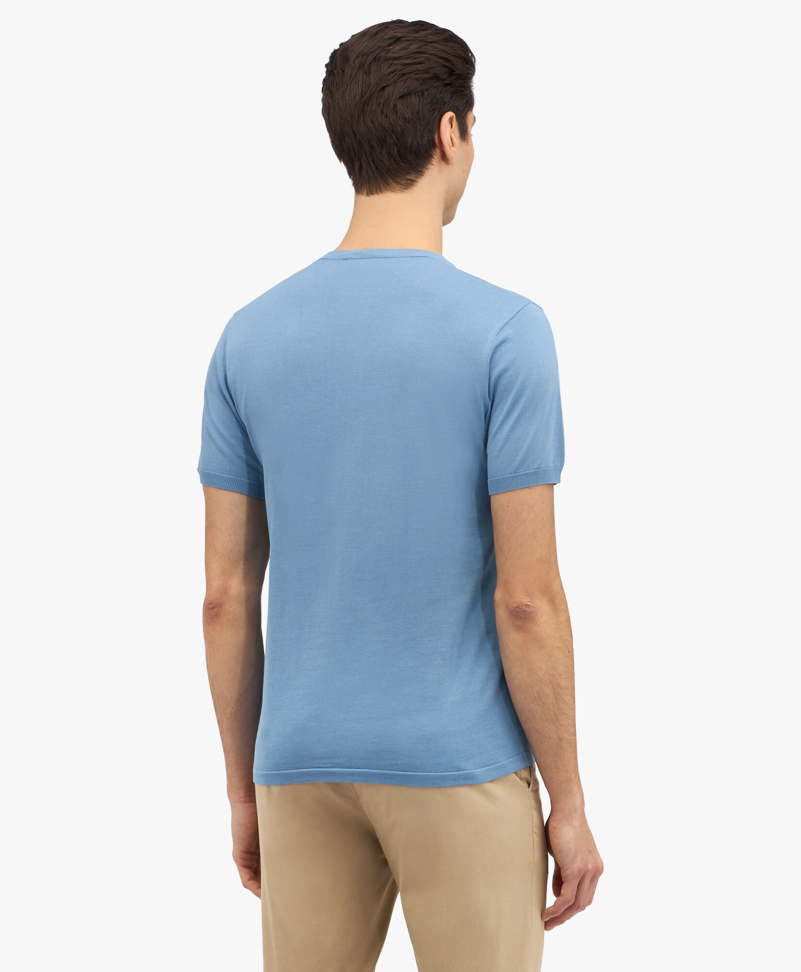 Light Blue Mako Cotton Short Sleeve Sweater in Light Blue for Men Brooks Brothers UK