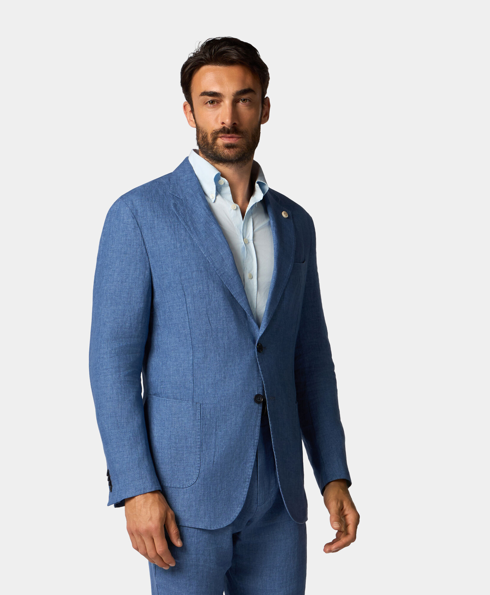 Brooks Brothers Linen Single-Breasted Blazer Denim Blue JKREG070LIPLI001DENIP001