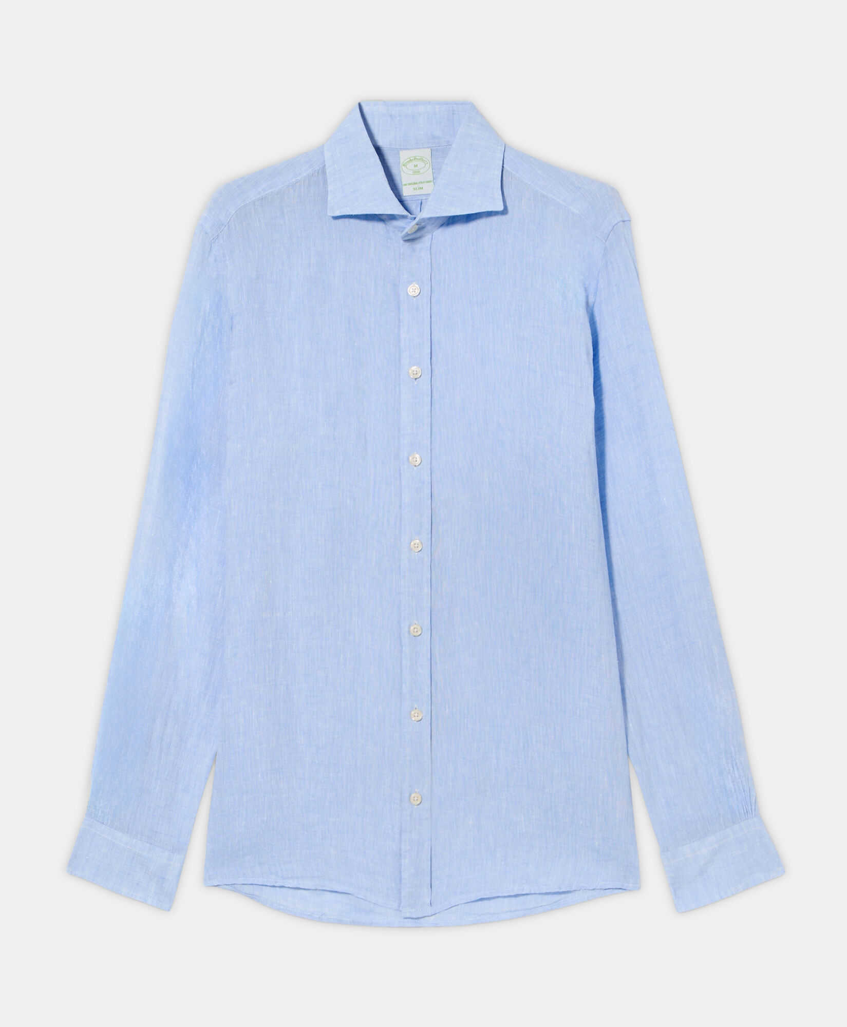 Brooks Brothers Chemise Slim Fit Casual en Lin Bleu Clair CSHSP002LIPLI001LTBLP001