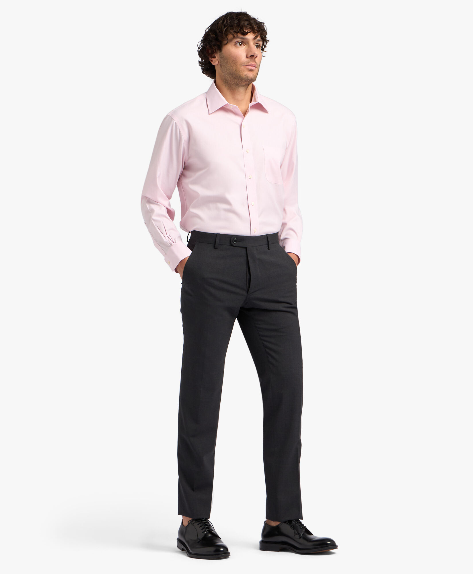 Brooks Brothers Regular Fit Non-Iron Stretch Cotton Shirt with Ainsley Collar Pink 1000095080US100199367