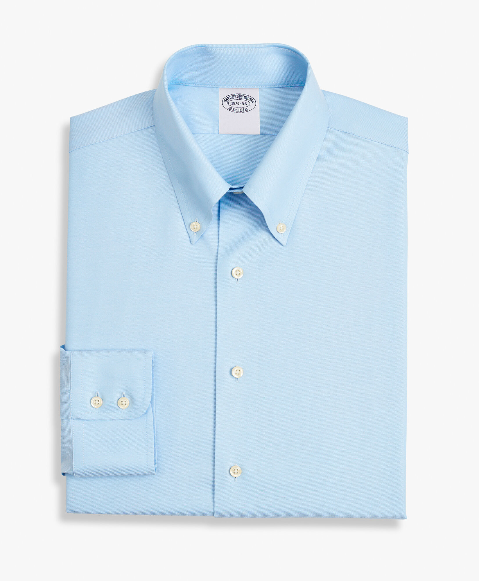 Brooks Brothers Slim Fit Non-Iron Stretch Supima Cotton Shirt with Button Down Collar Pastel Blue 1000096432US100201342