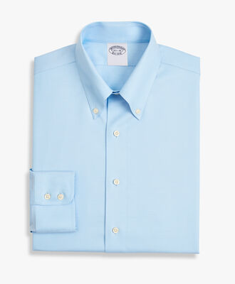 Brooks Brothers Slim Fit Non-Iron Stretch Supima Cotton Shirt with Button Down Collar Pastel Blue 1000096432US100201342