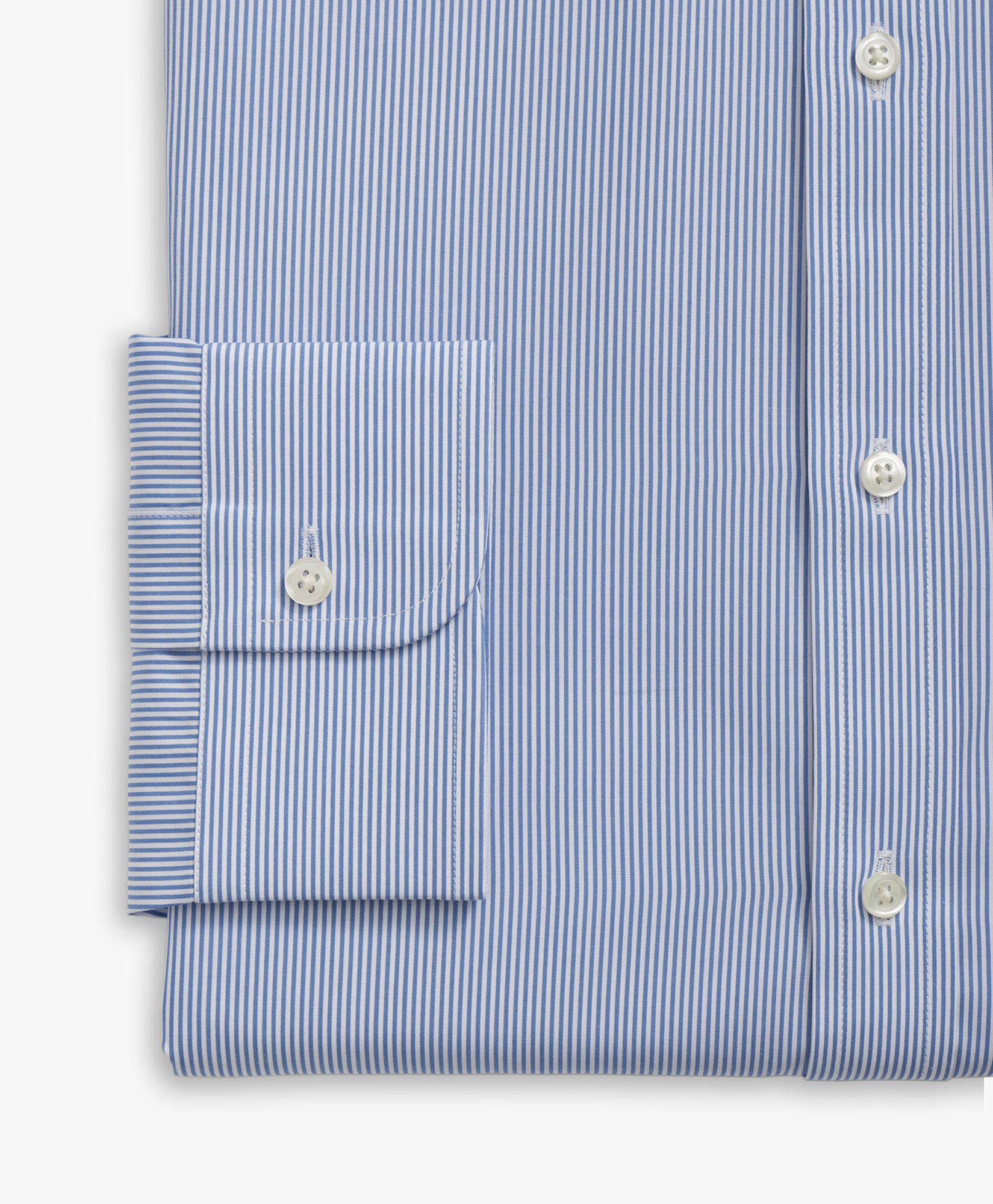 Brooks Brothers Regular Fit Non-Iron Striped Cotton Shirt with Ainsley Collar Blue 1000096093US100202717