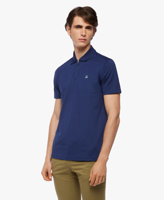 Brooks Brothers Performance Zip Polo Shirt Open Blue 1000093663US100197109
