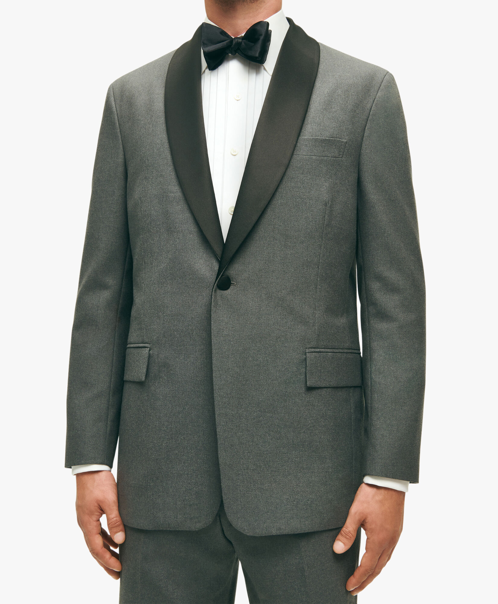 Grey Regular Fit Wool Tuxedo Jacket in Grey Brooks Brothers UK