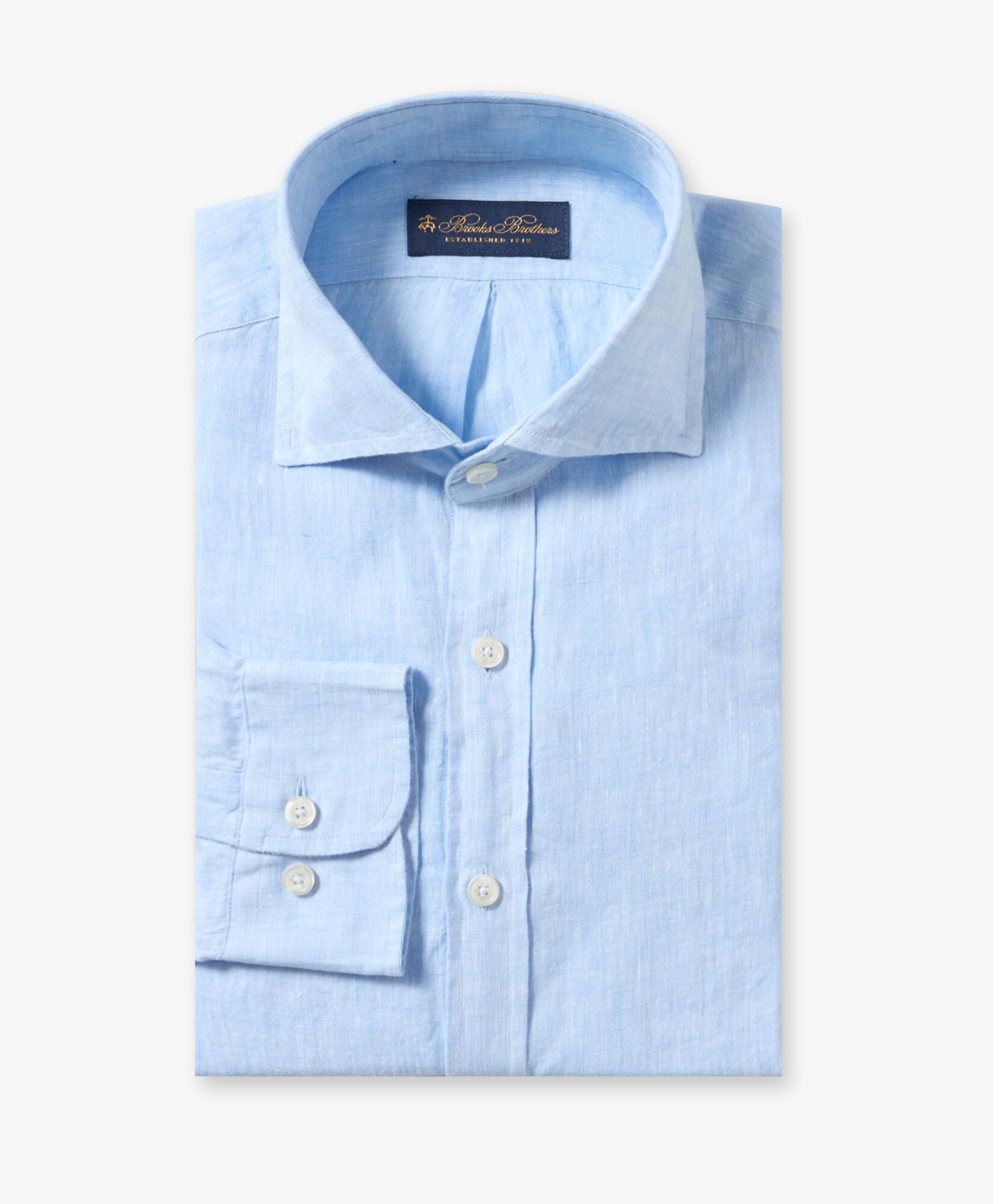 Brooks Brothers Chemise Slim Fit Casual en Lin Bleu Clair CSHSP002LIPLI001LTBLP001