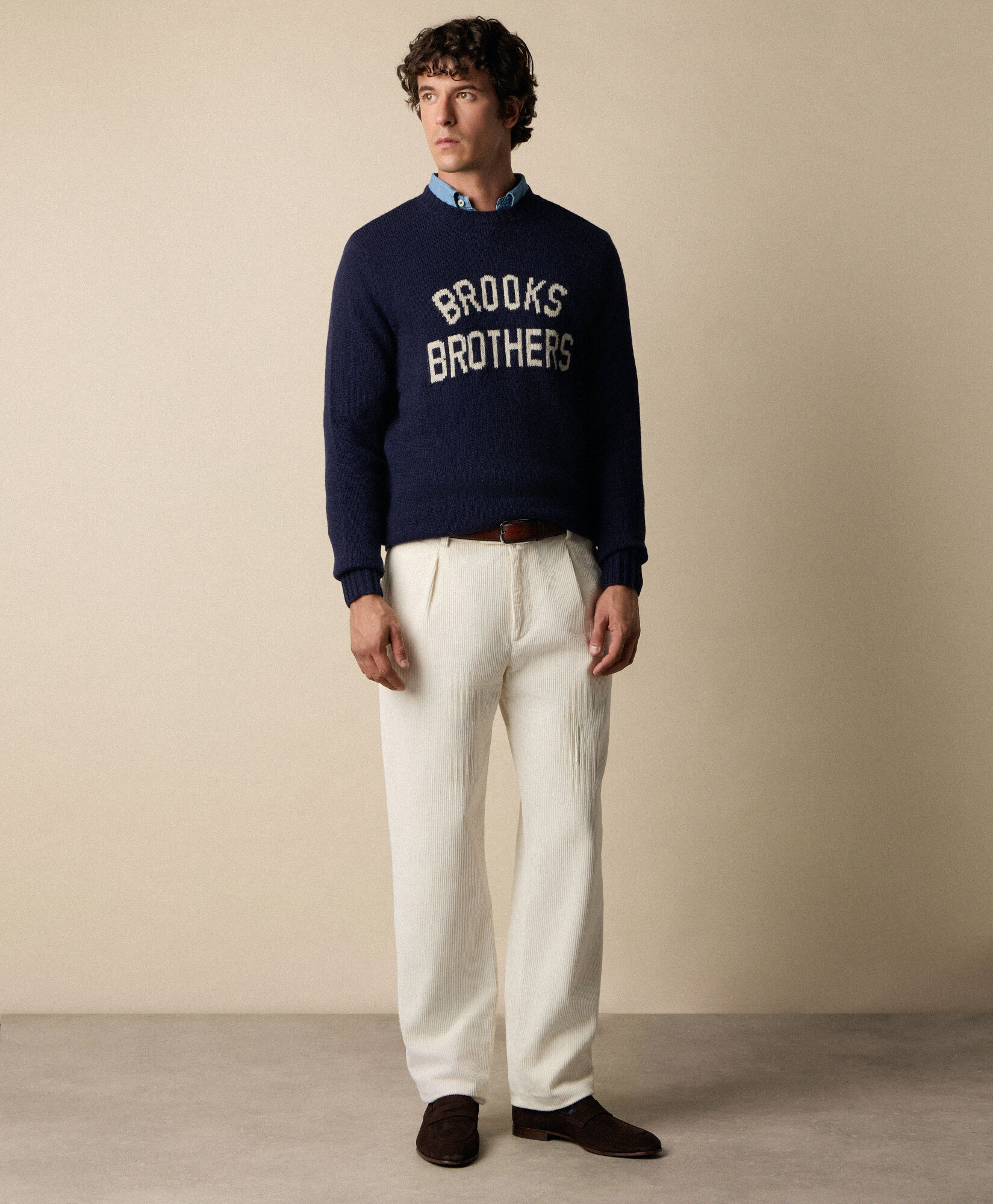 Brooks Brothers Shetland Wool Logo Crewneck Navy KNCRN066WOPWO005NAVYP001