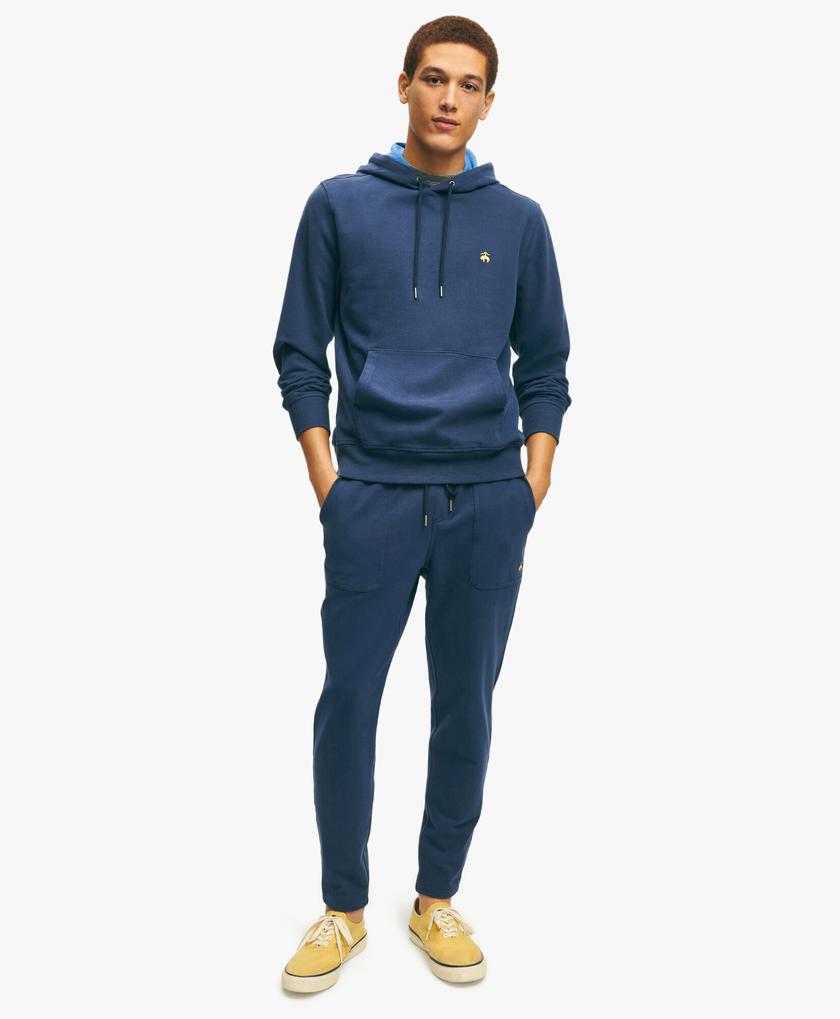 Stretch Sueded Cotton Jersey Sweatpants in Navy for Men Brooks Brothers UK