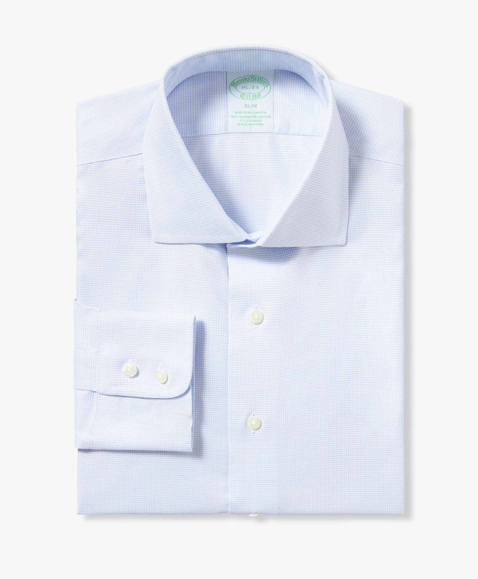Camisa de algodon elastico azul pastel non iron corte slim con cuello ingles abierto en Azul Pastel de hombre Brooks Brothers EU