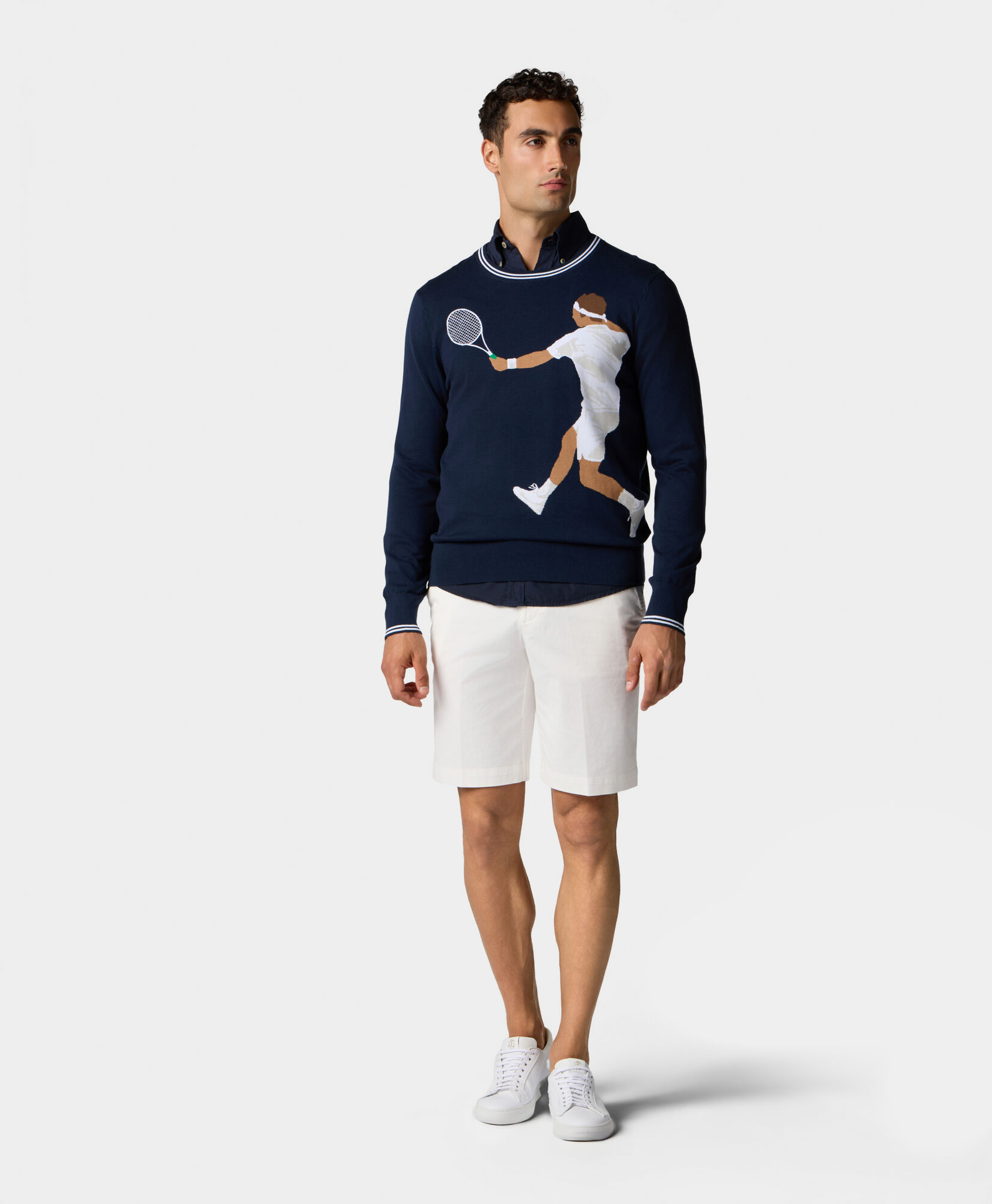 Brooks Brothers Tennis Player Cotton Sweater Blue 1000103357US100218863