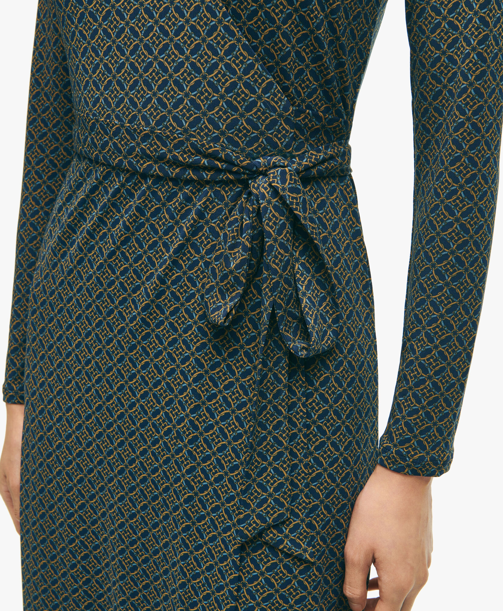Blue Equestrian Print Wrap Dress in Open Blue for Women Brooks Brothers EU