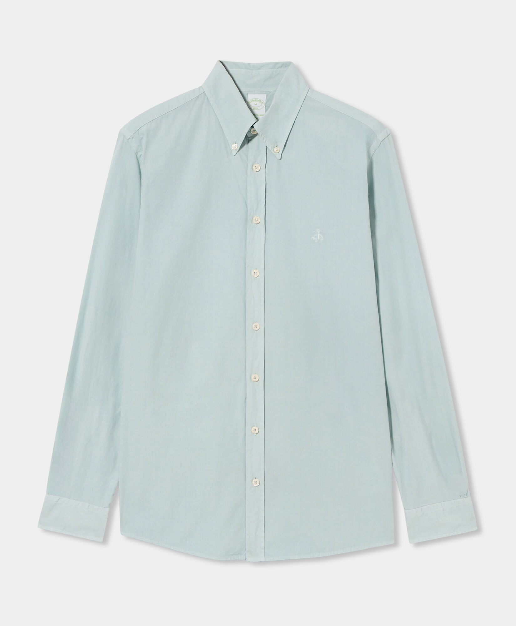 Brooks Brothers Chemise Slim Fit en Coton Teintée à la Garment avec Col Button Down Sauge CSHBD012COPCO001SAGEP001