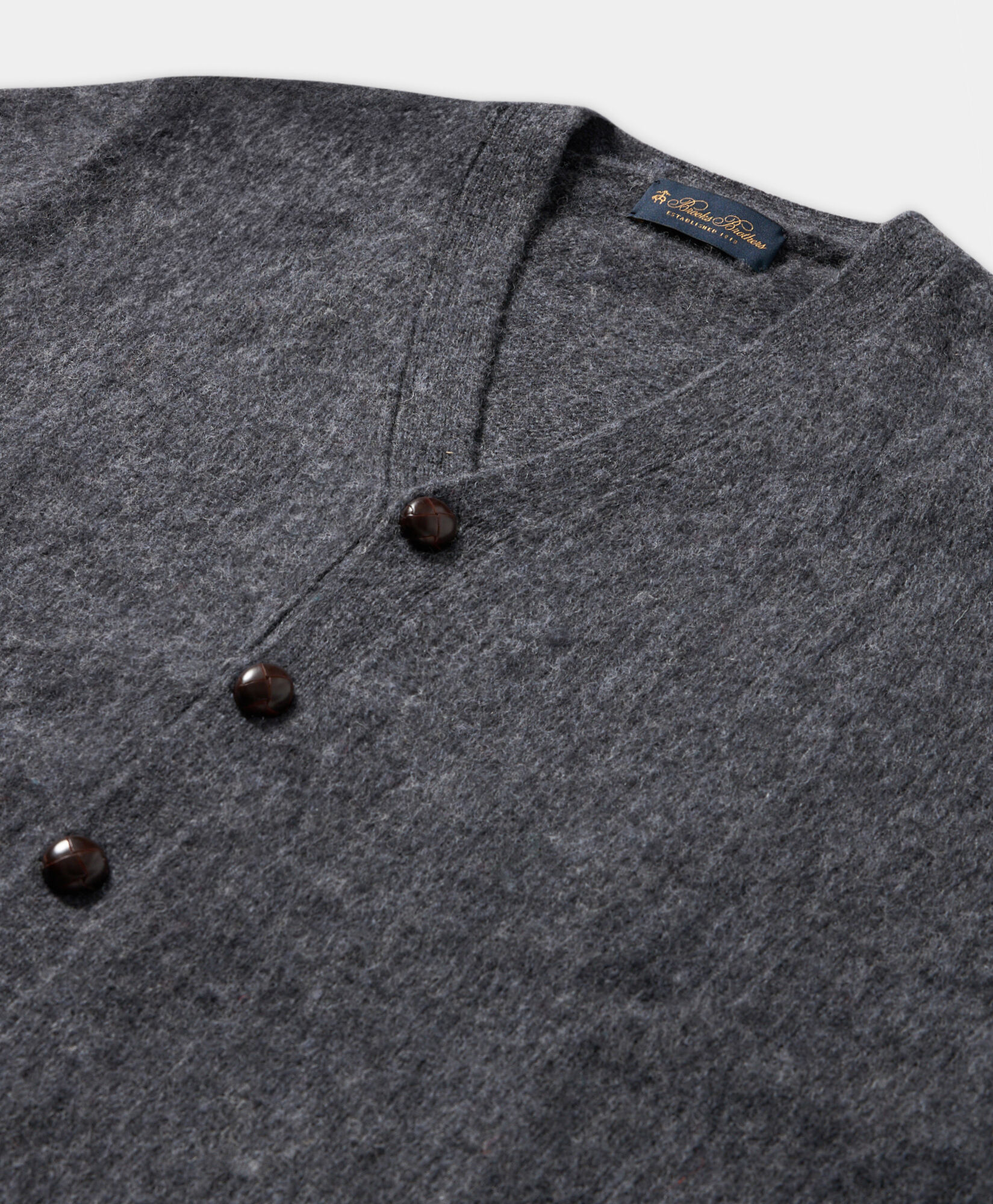 Brooks Brothers Shetland Wool Cardigan Dark Grey KNCAR017WOPWO005DKGRP001