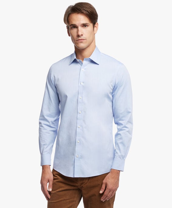 Brooks Brothers Camisa de vestir non-iron corte slim Milano, pinpoint, cuello Ainsley Azul claro 1000075935US100156544