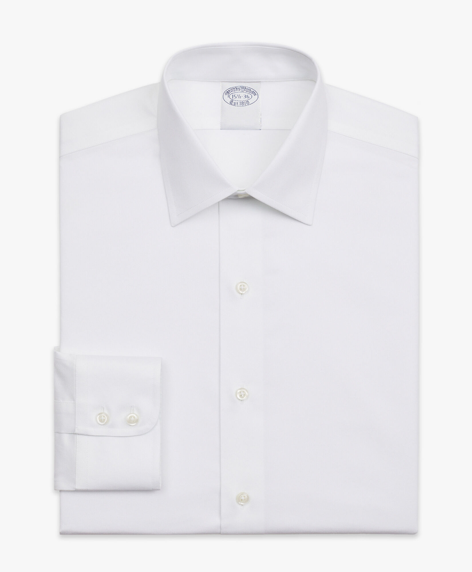 Brooks Brothers Slim Fit Non-Iron Stretch Twill Supima Shirt with Ainsley Collar White 1000095235US100199819