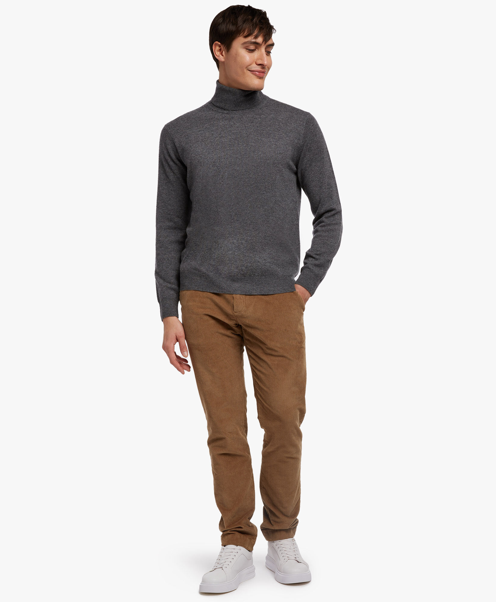 Wool and Cashmere Turtleneck Sweater in Mid Grey for Men Brooks Brothers EU