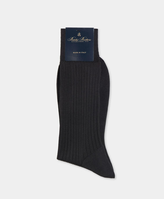 Brooks Brothers Ribbed Lisle Cotton Socks Grey MXAC90001KN10249001M