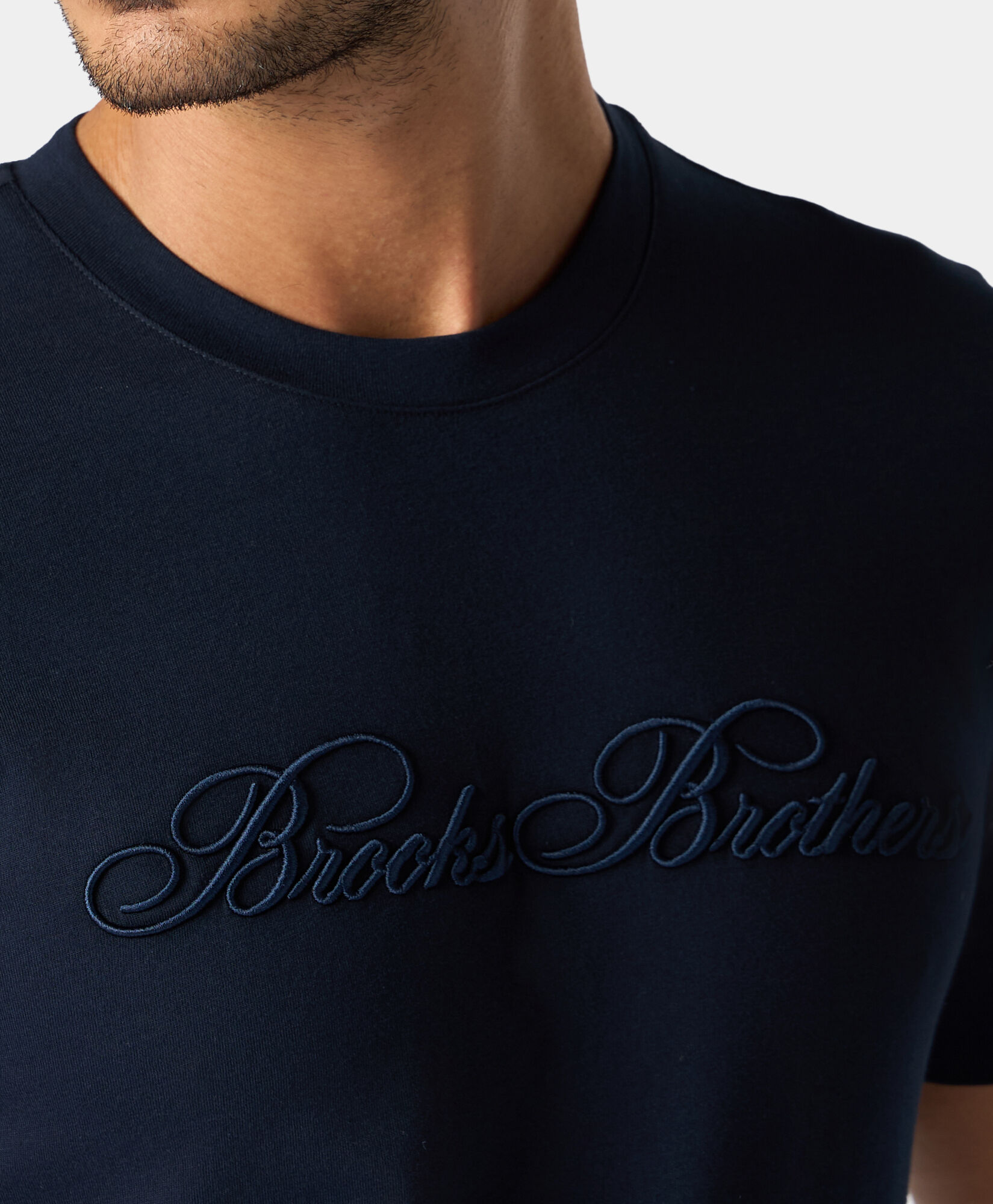 Brooks Brothers Logo cotton T-shirt Navy KNTSH004COPCO001NAVYP001
