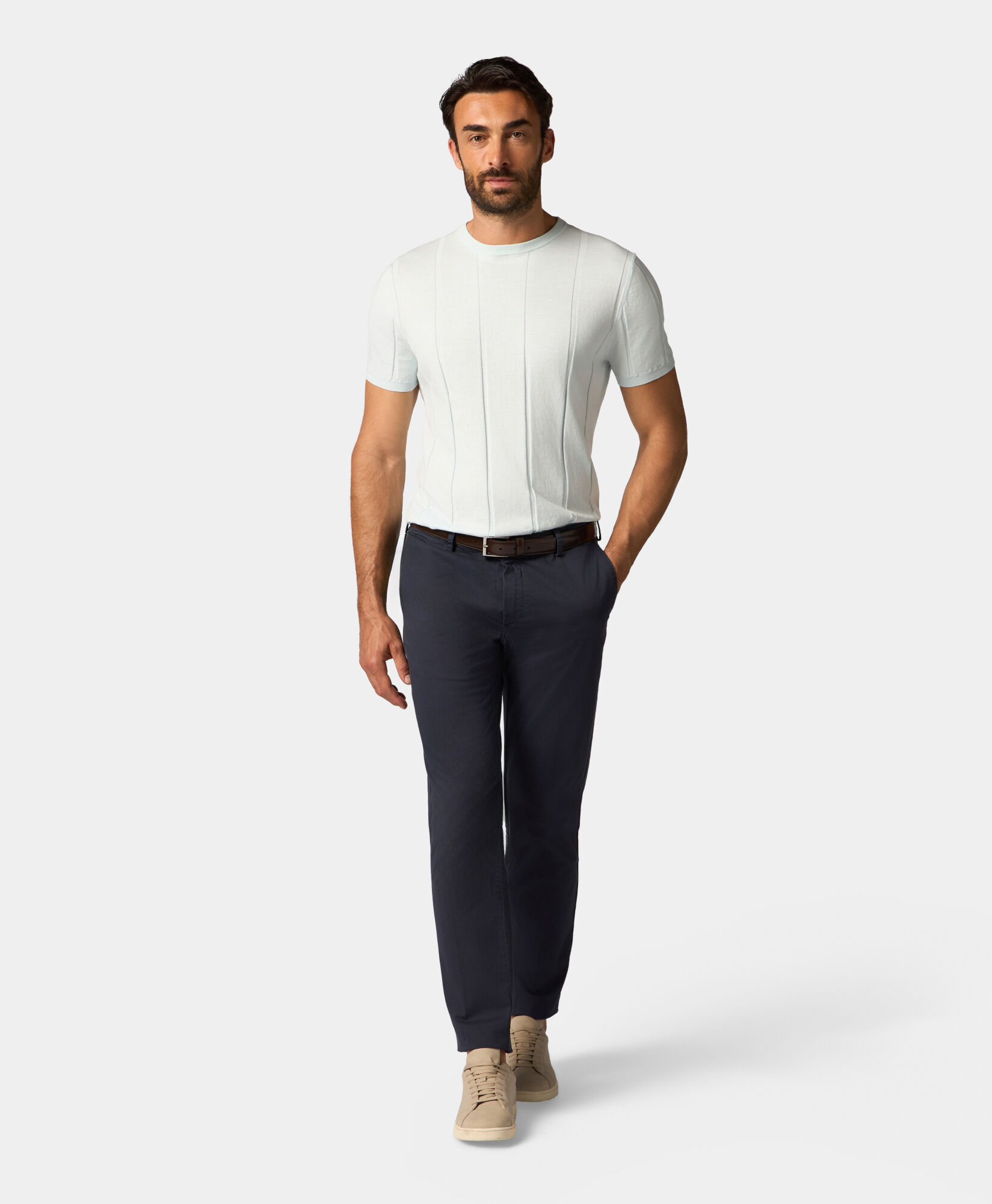 Brooks Brothers High-Twist-Baumwoll-Rippent-Shirt Himmel KNCRN042COPCO001SKYP0001