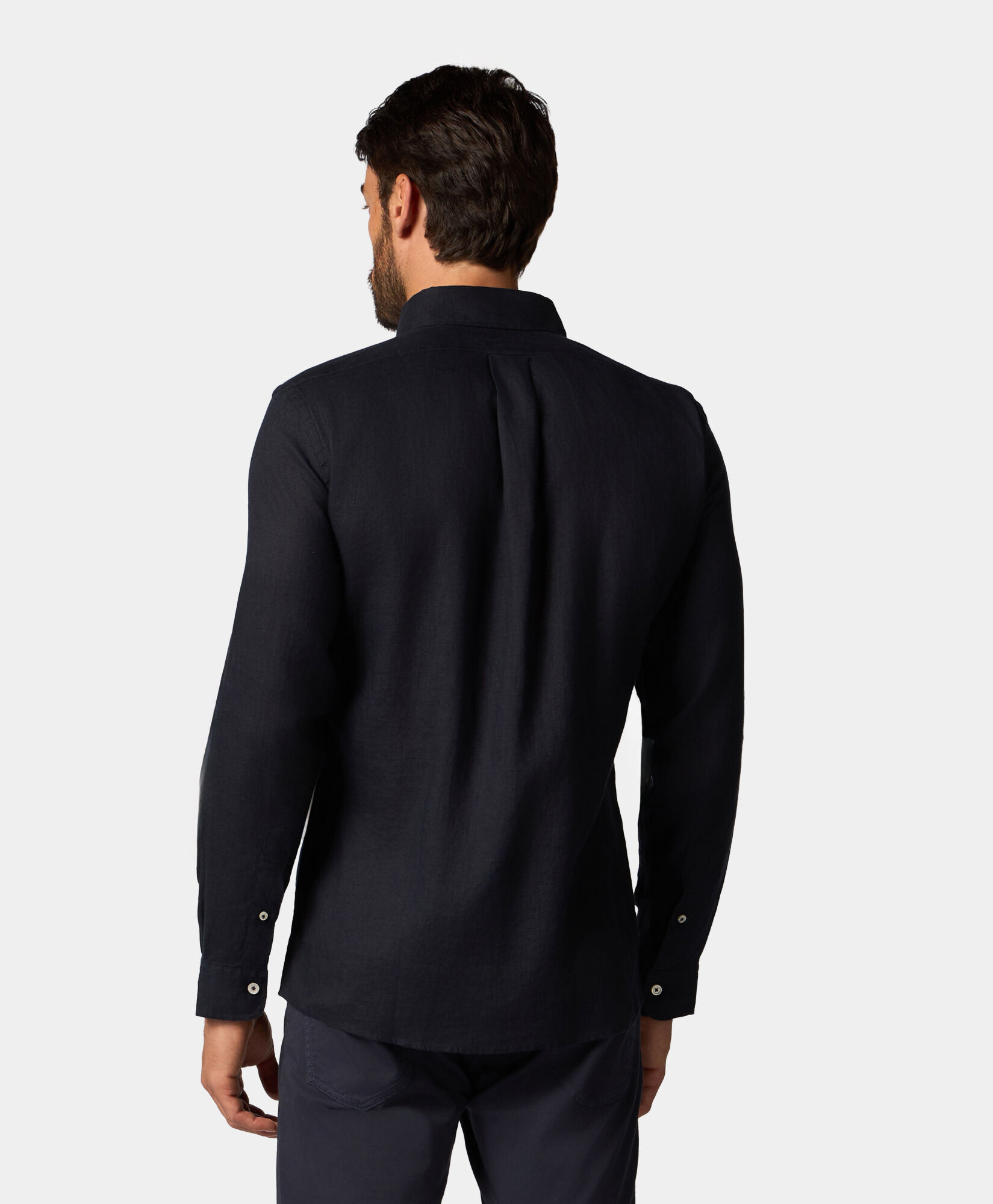 Brooks Brothers Slim Fit Linen Button Down Shirt Navy CSHBD007LIPLI001NAVYP001