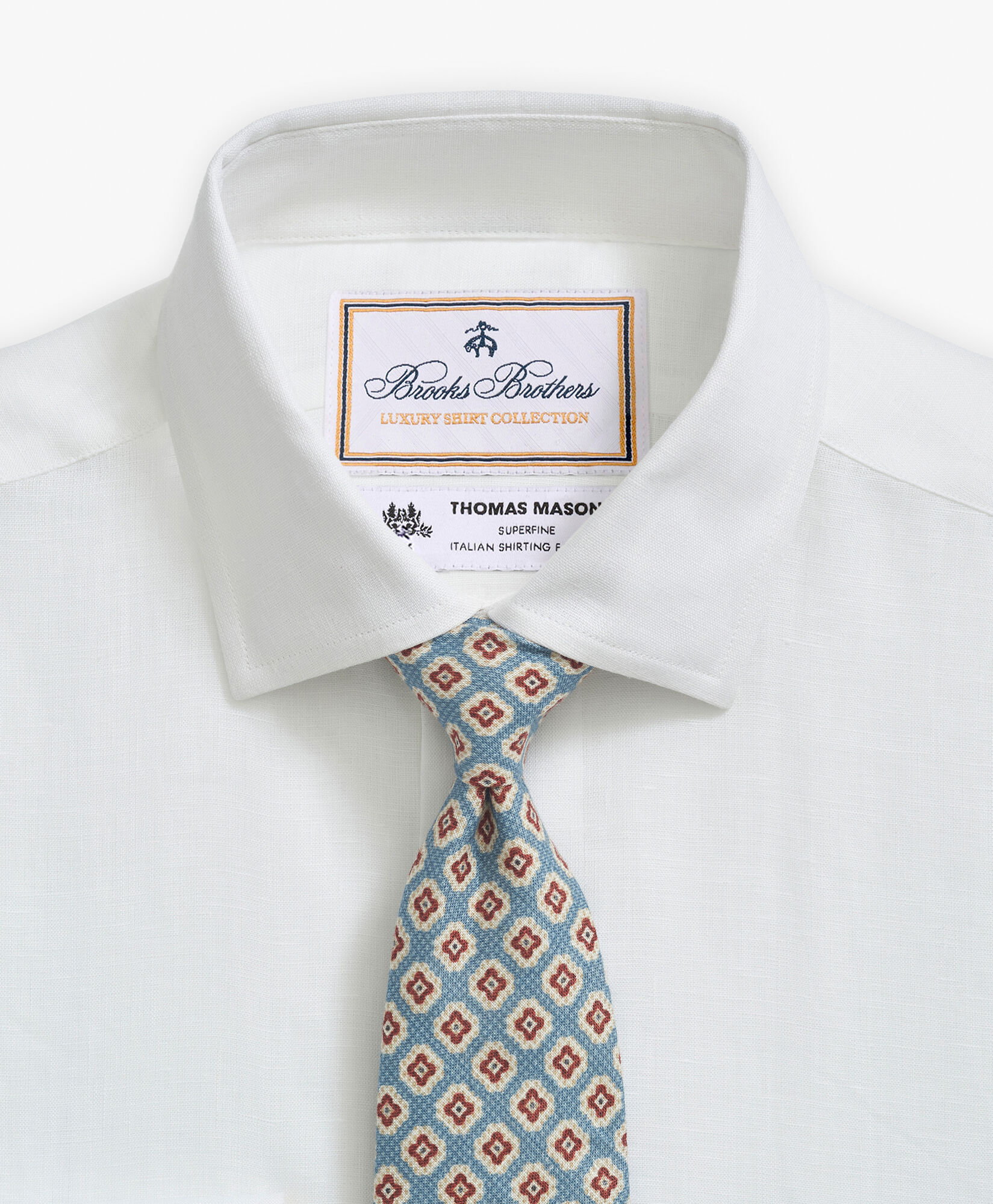 White Slim Fit Brooks Brothers X Thomas Mason Linen Dress Shirt with English Spread Collar in White for Men Brooks Brothers UK