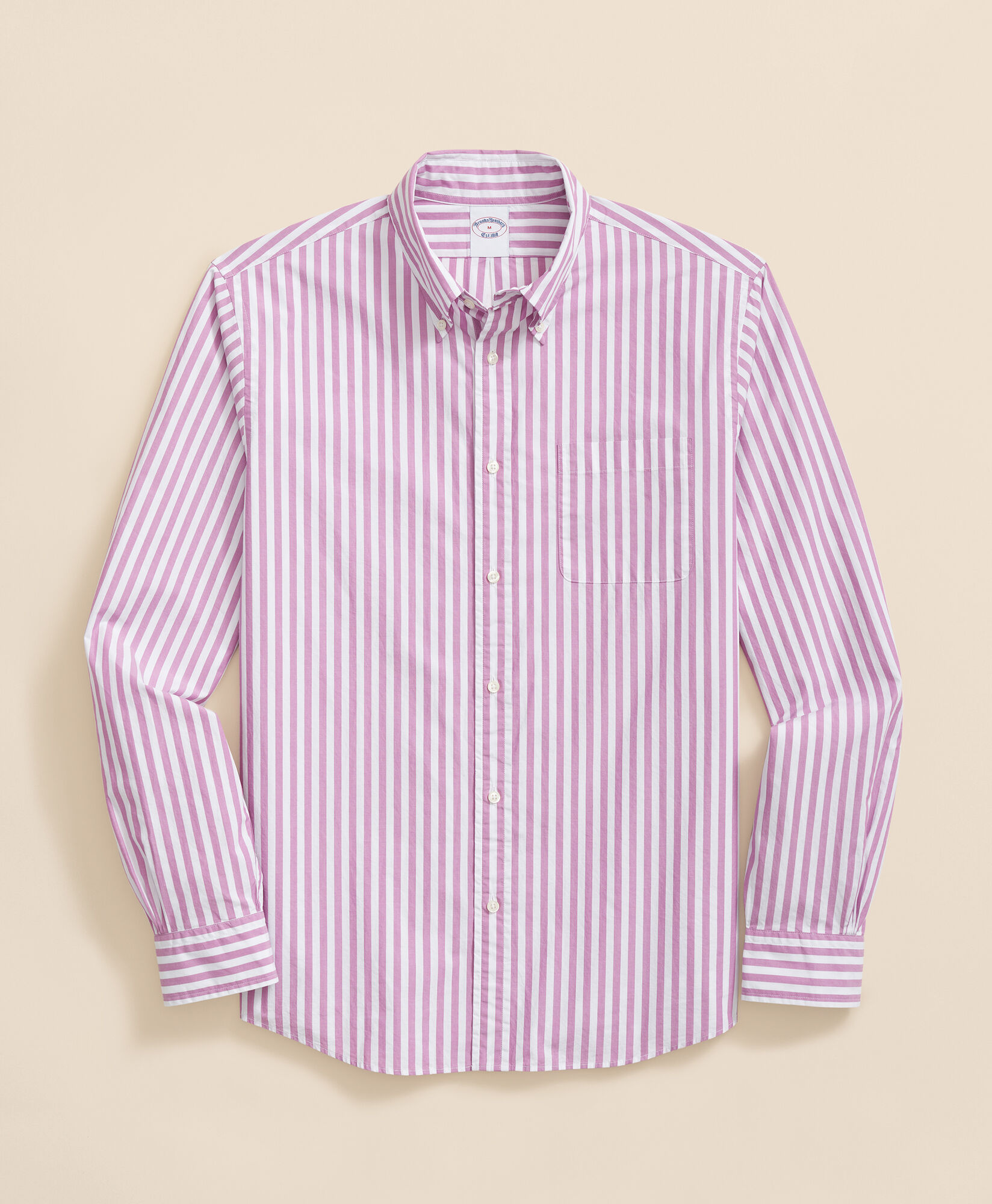 Brooks Brothers Regular Fit Striped Poplin Button Down Shirt Purple 1000097516US100217952