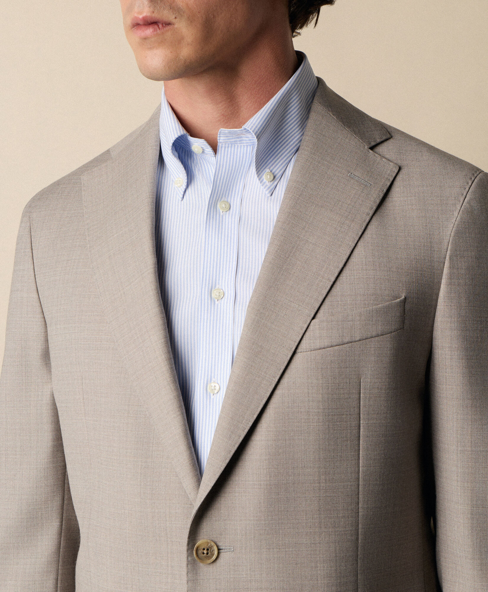 Brooks Brothers Virgin Wool Blend Comfort Blazer Natural JKREG096WVBPL004NATLP001