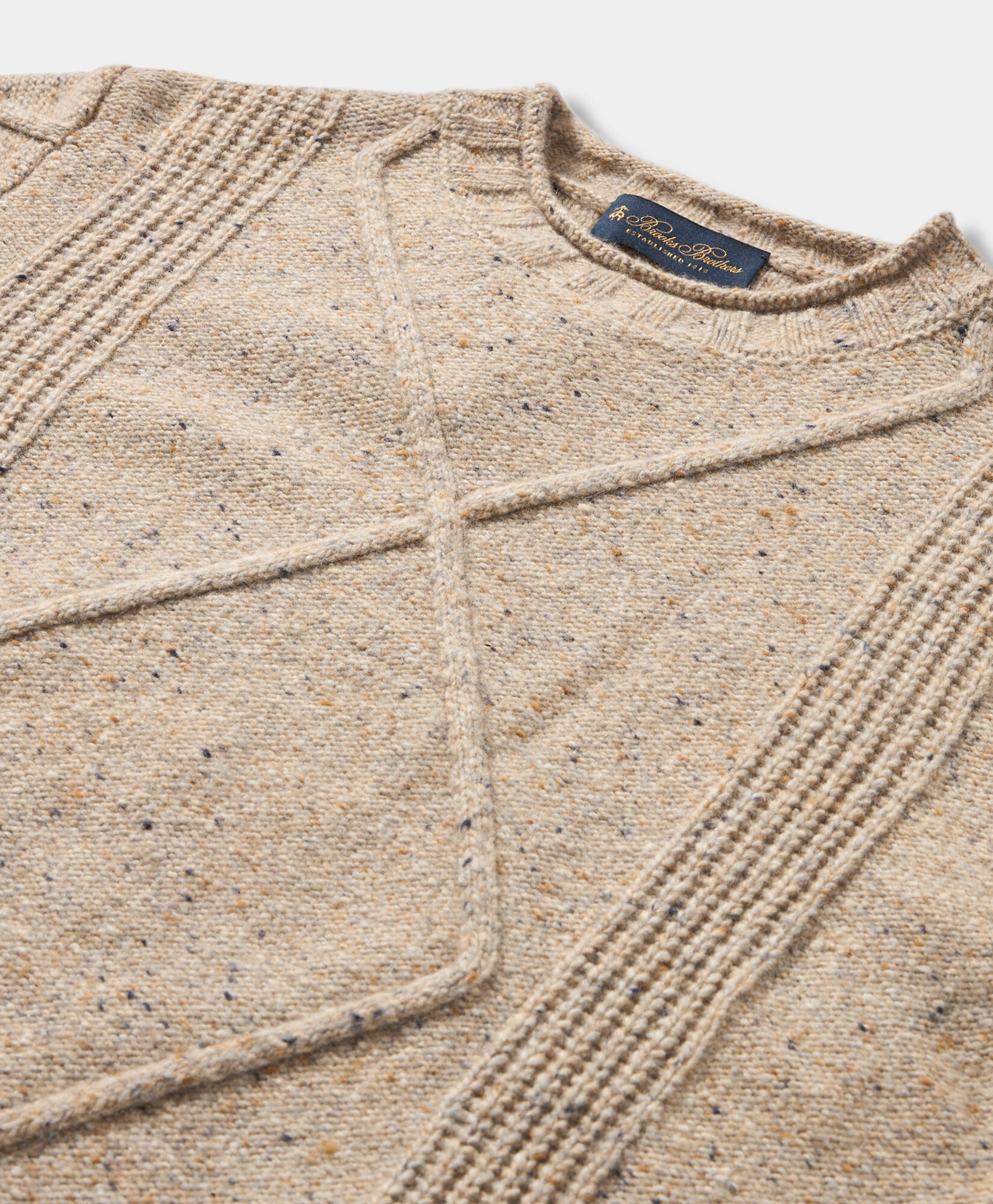 Brooks Brothers Pull Ras-du-Cou en Laine Mélangée Donegal Naturel KNCRN067WOBPA003NATLP001