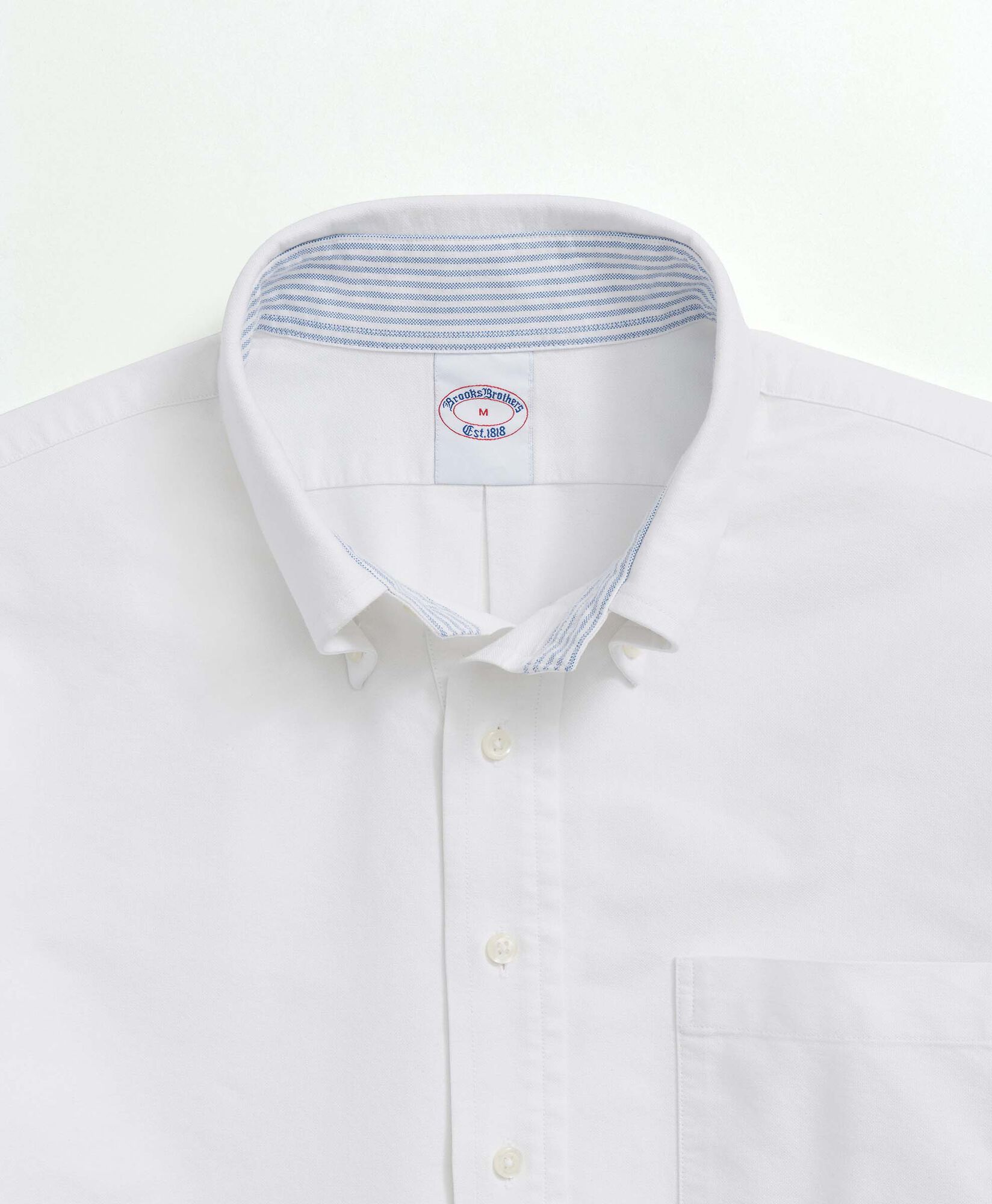 Brooks Brothers Regular Fit Washed Oxford Shirt with Button Down Collar White 1000098502US100207818