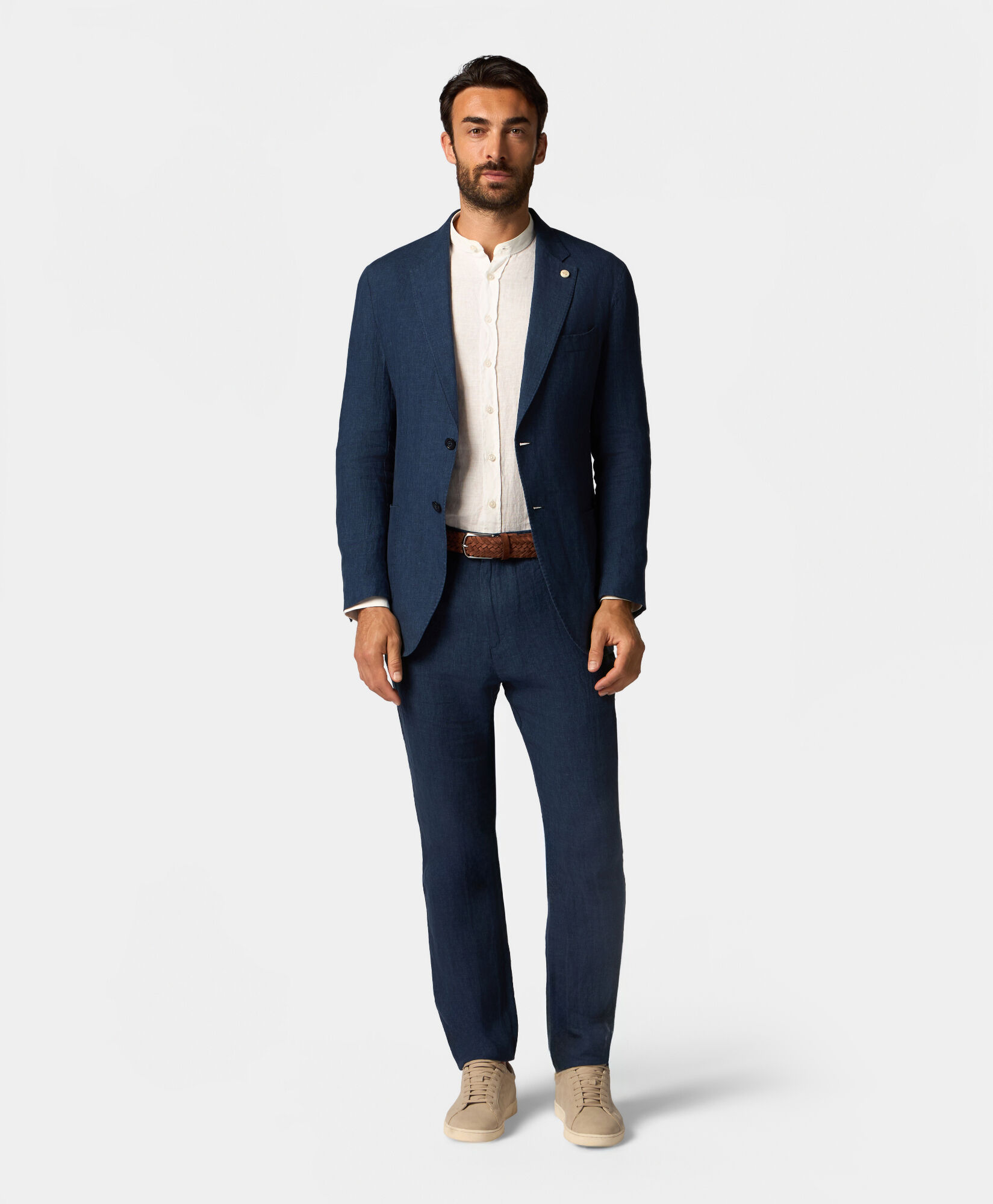 Brooks Brothers Linen Single-Breasted Blazer Dark Navy JKREG070LIPLI001NAVYP003