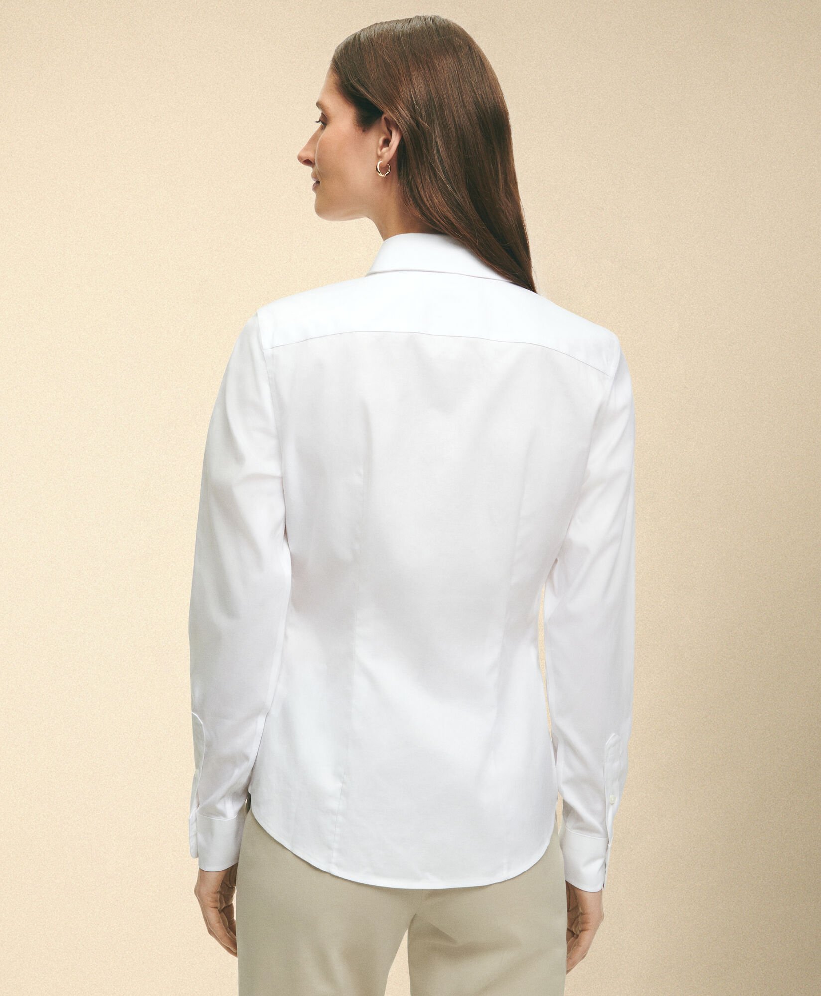 Brooks Brothers Fitted Non-Iron Oxford Pinpoint Supima Shirt with Forward Point Collar White 1000102822US100217235