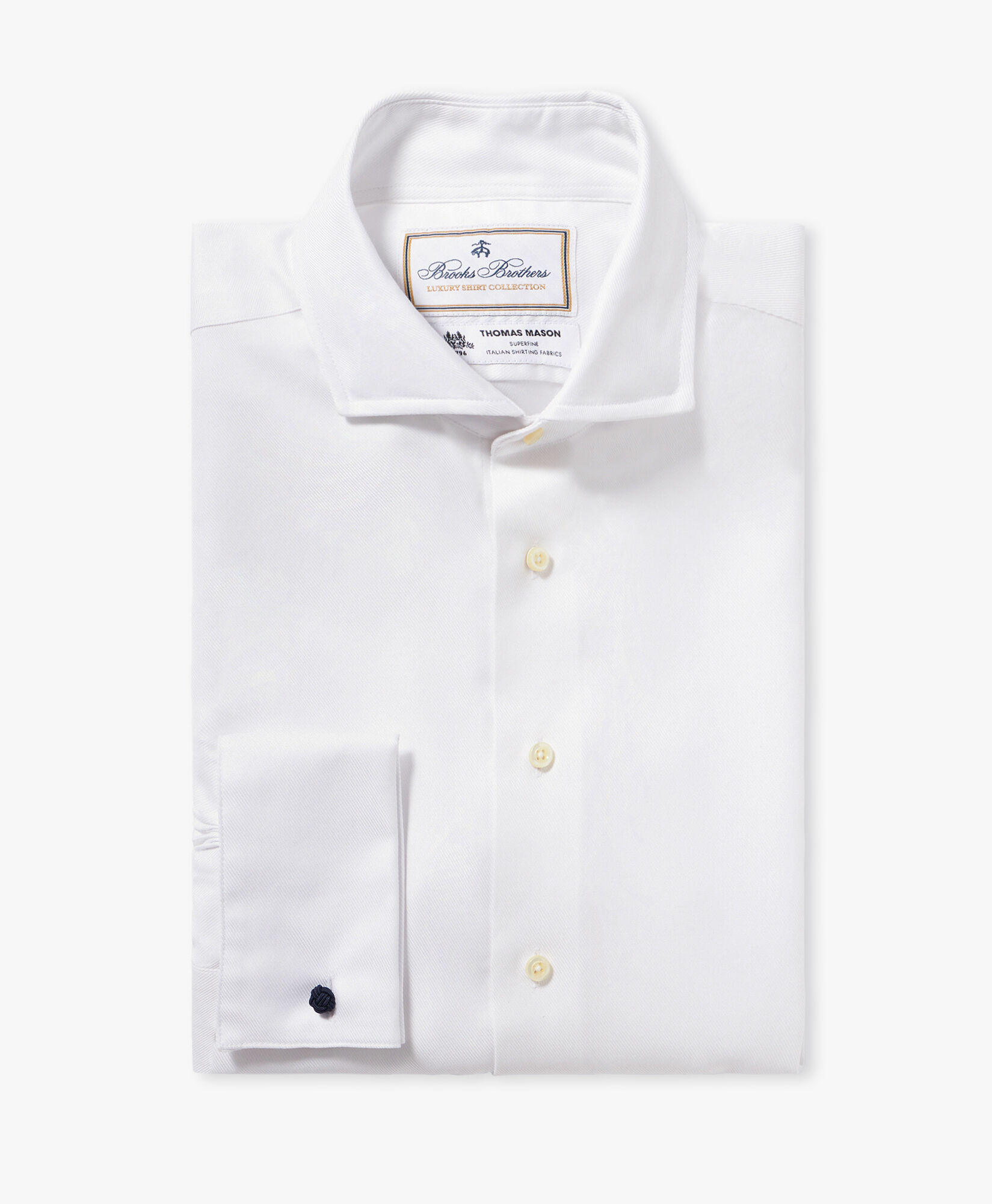 White Slim Fit Non Iron Cotton Dress Shirt with English Spread Collar