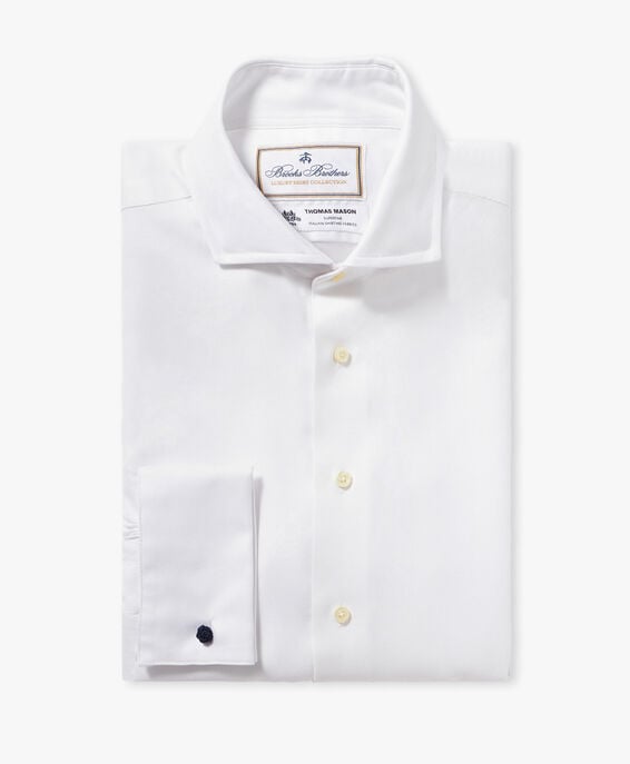 Brooks Brothers Camisa de vestir de algodón elástico blanco non-iron con cuello abierto inglés Blanco 1000097465US100205251